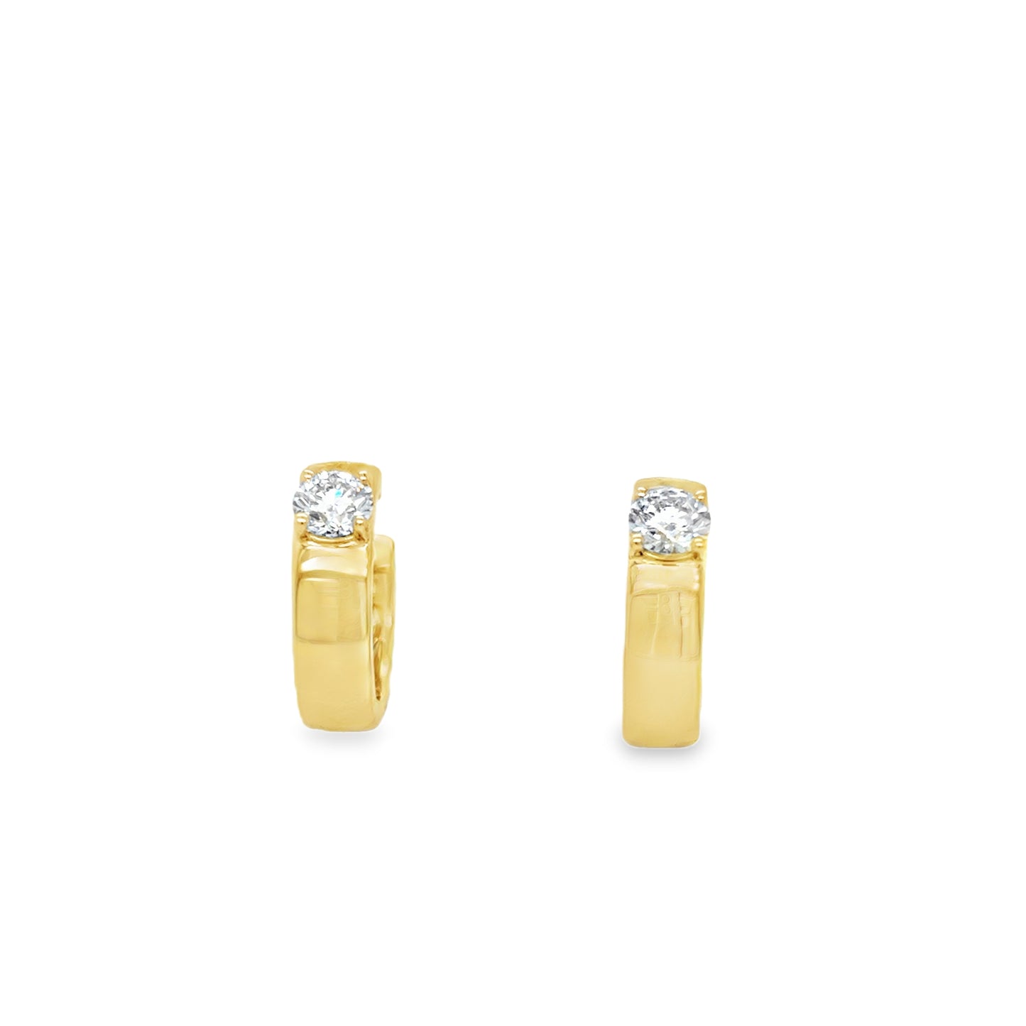 9ct Round Brilliant Solitaire Cultured Chunky 15mm Hoop .67ct