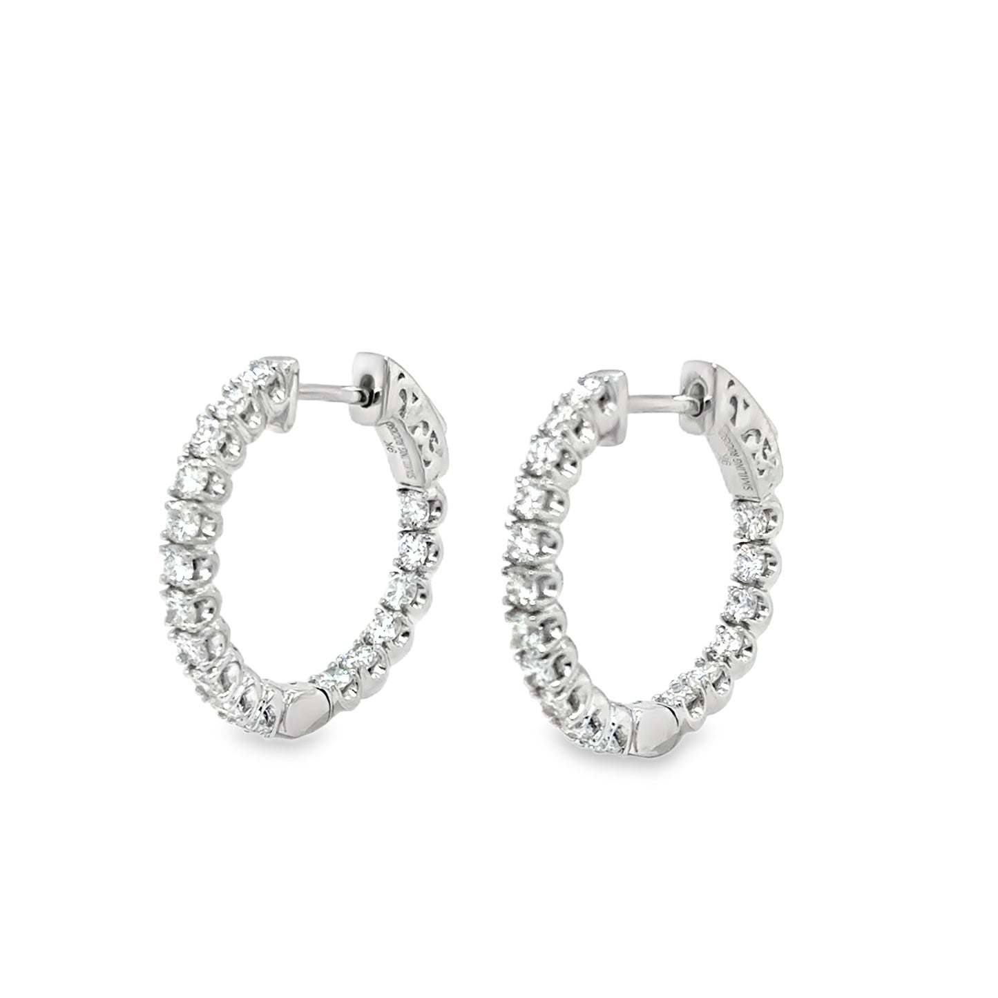 9ct White Gold Claw Set 20mm Cultured Diamond Hoop Earrings 1.01ct