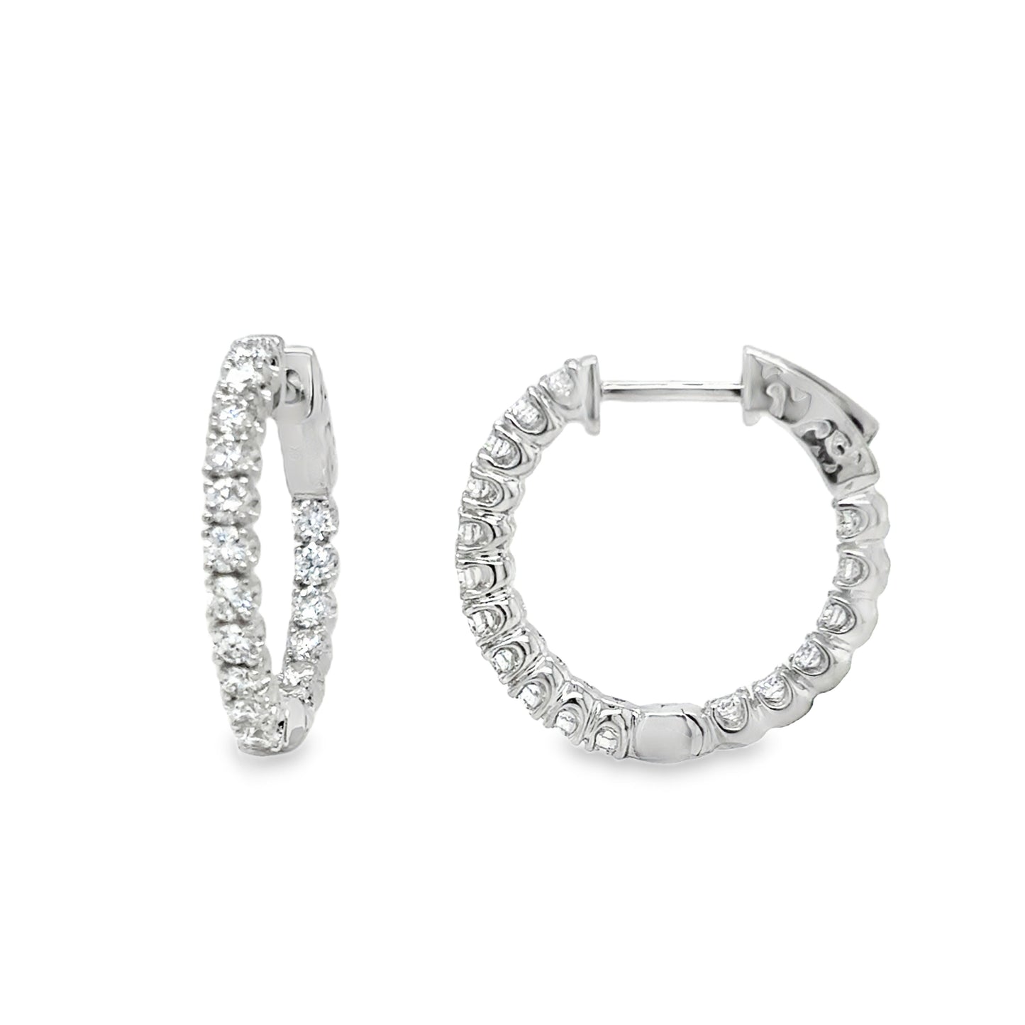 9ct White Gold Claw Set 20mm Cultured Diamond Hoop Earrings 1.01ct