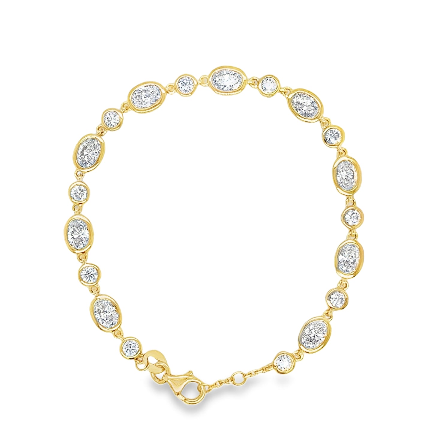 Smiling Rocks 9ct Oval & Brilliant Cut Rubover Cultured Diamond Bracelet 4.71ct