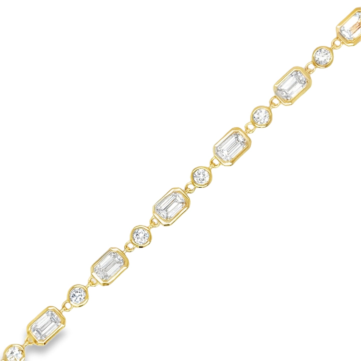 Smiling Rocks 9ct Emerald & Brilliant Cut Rubover Cultured Diamond Bracelet 5.06ct