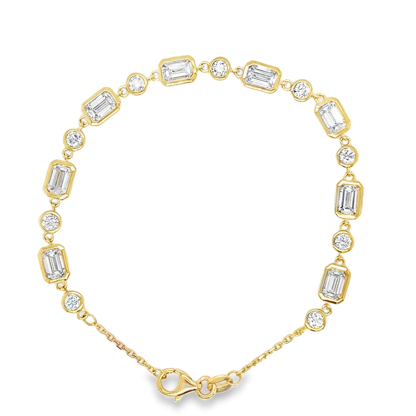 Smiling Rocks 9ct Emerald & Brilliant Cut Rubover Cultured Diamond Bracelet 5.06ct