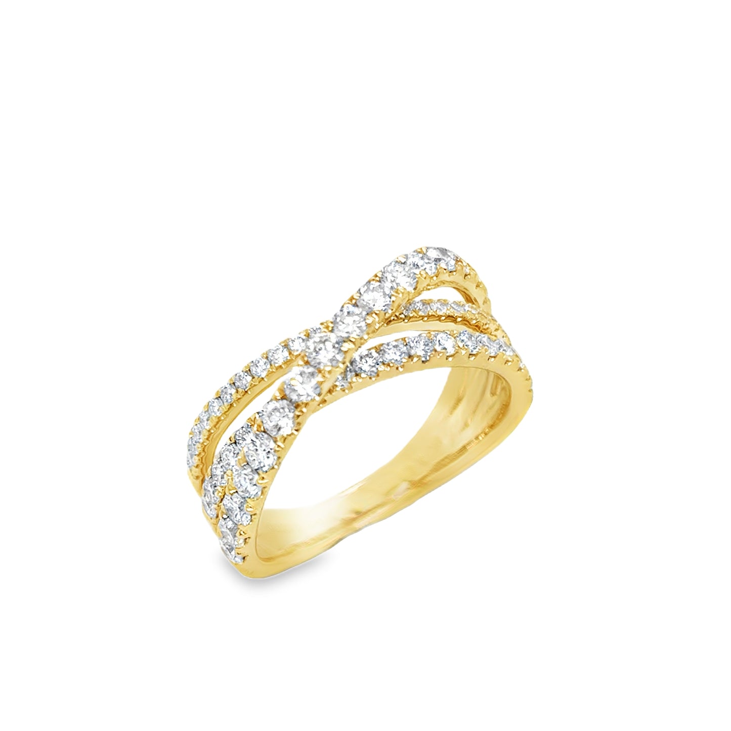 Smiling Rocks 9ct 3 Row Crossover Cultured Diamond Ring 1.22ct