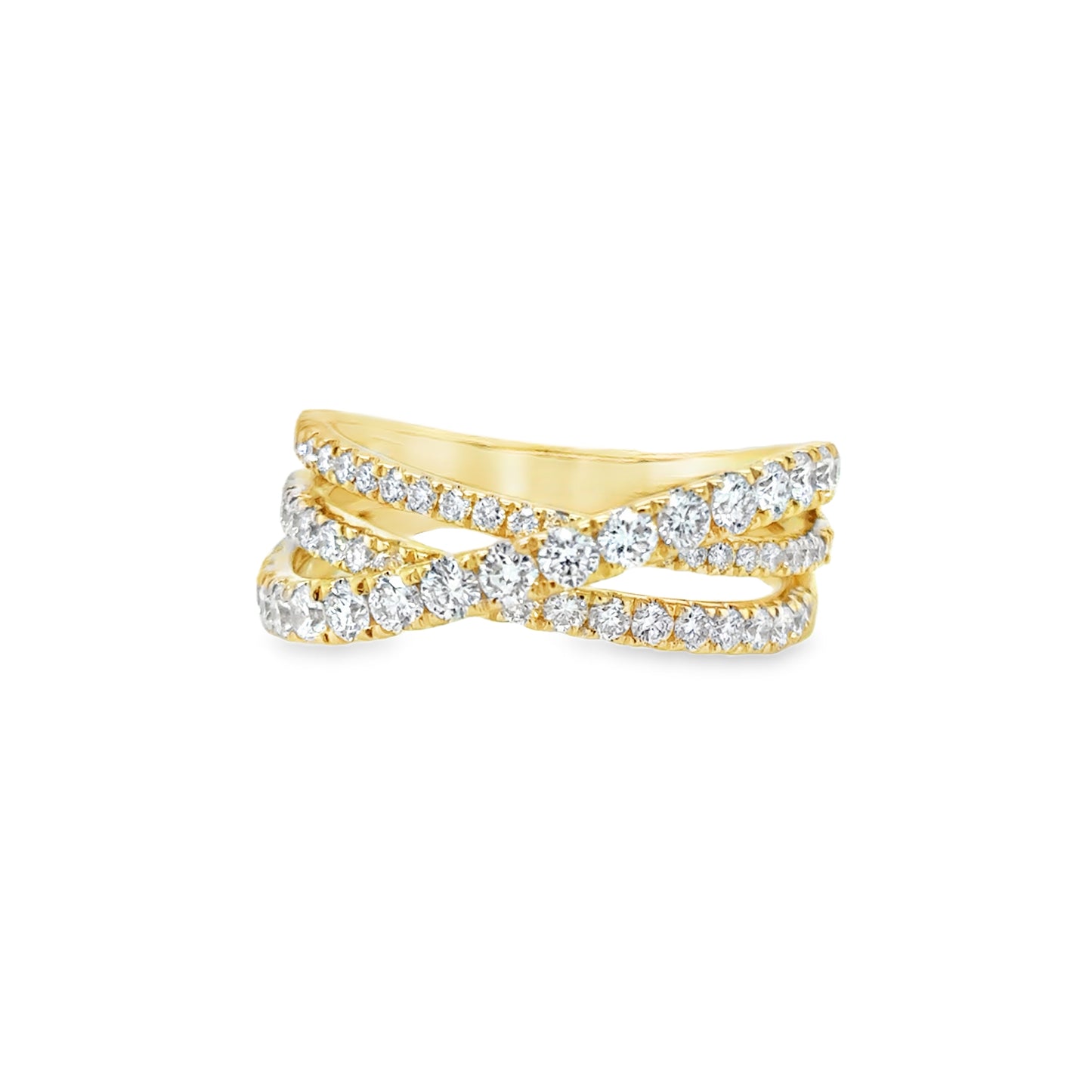 Smiling Rocks 9ct 3 Row Crossover Cultured Diamond Ring 1.22ct