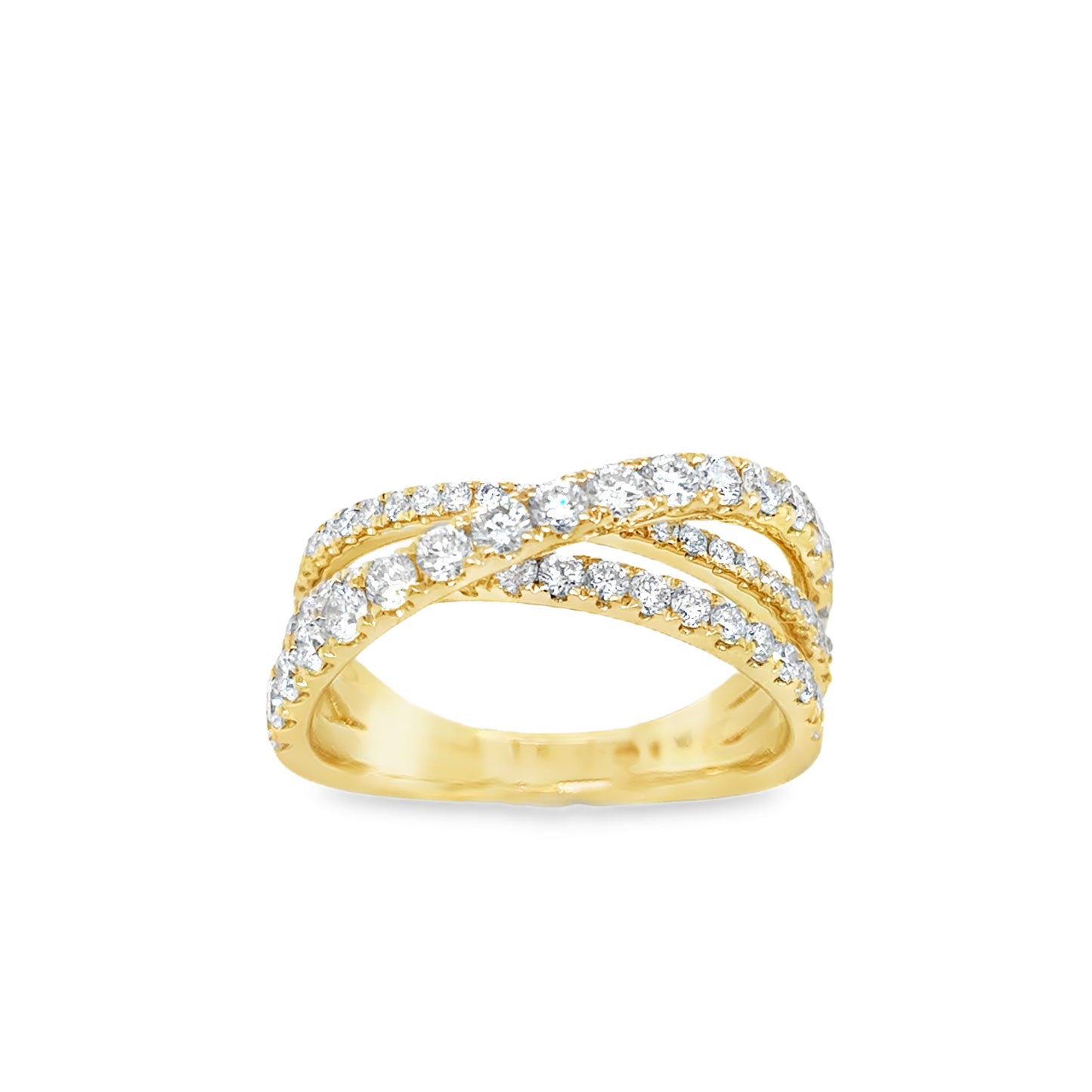 Smiling Rocks 9ct 3 Row Crossover Cultured Diamond Ring 1.22ct