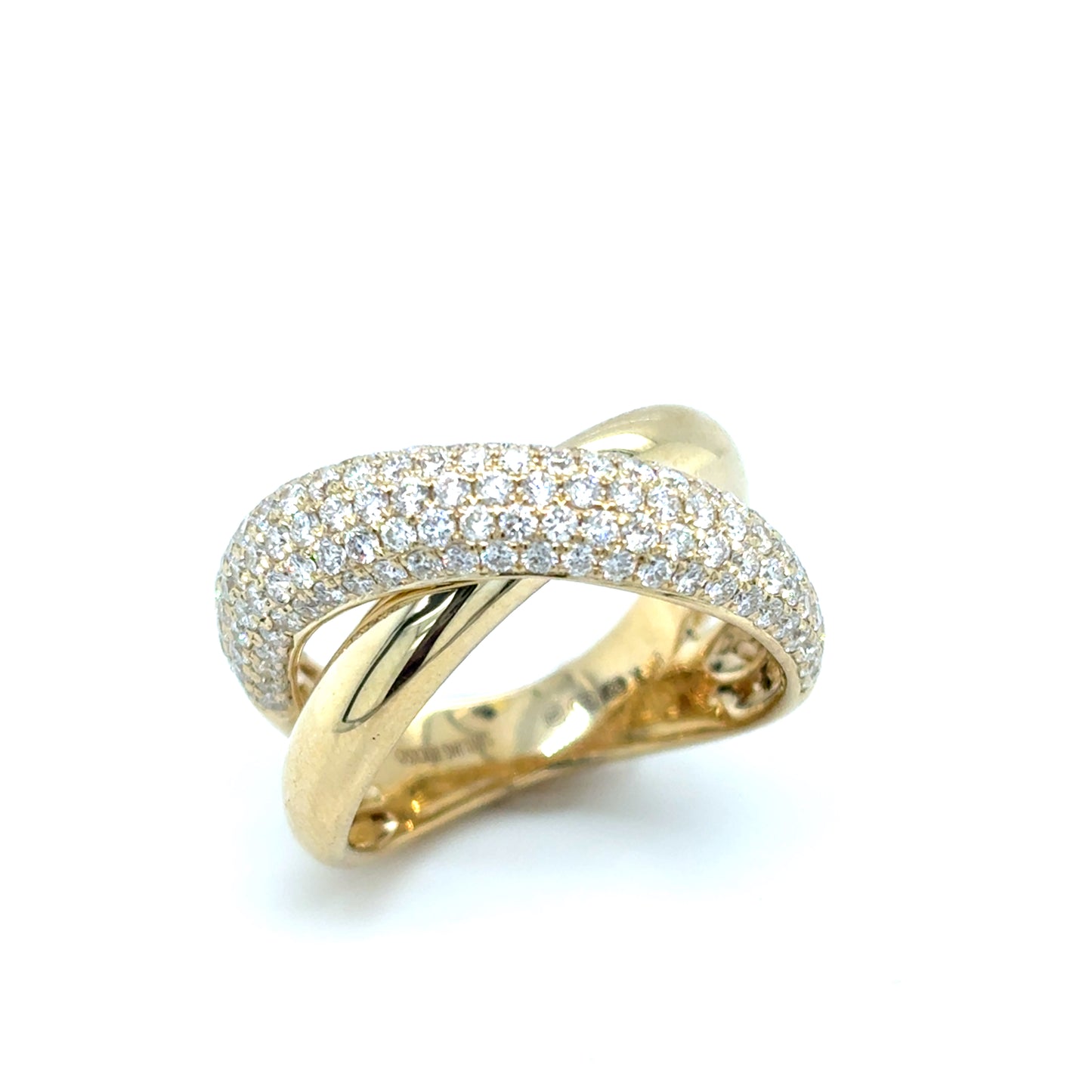 Smiling Rocks 9ct 3 Row Pave Crossover Cultured Diamond Ring 1.36ct