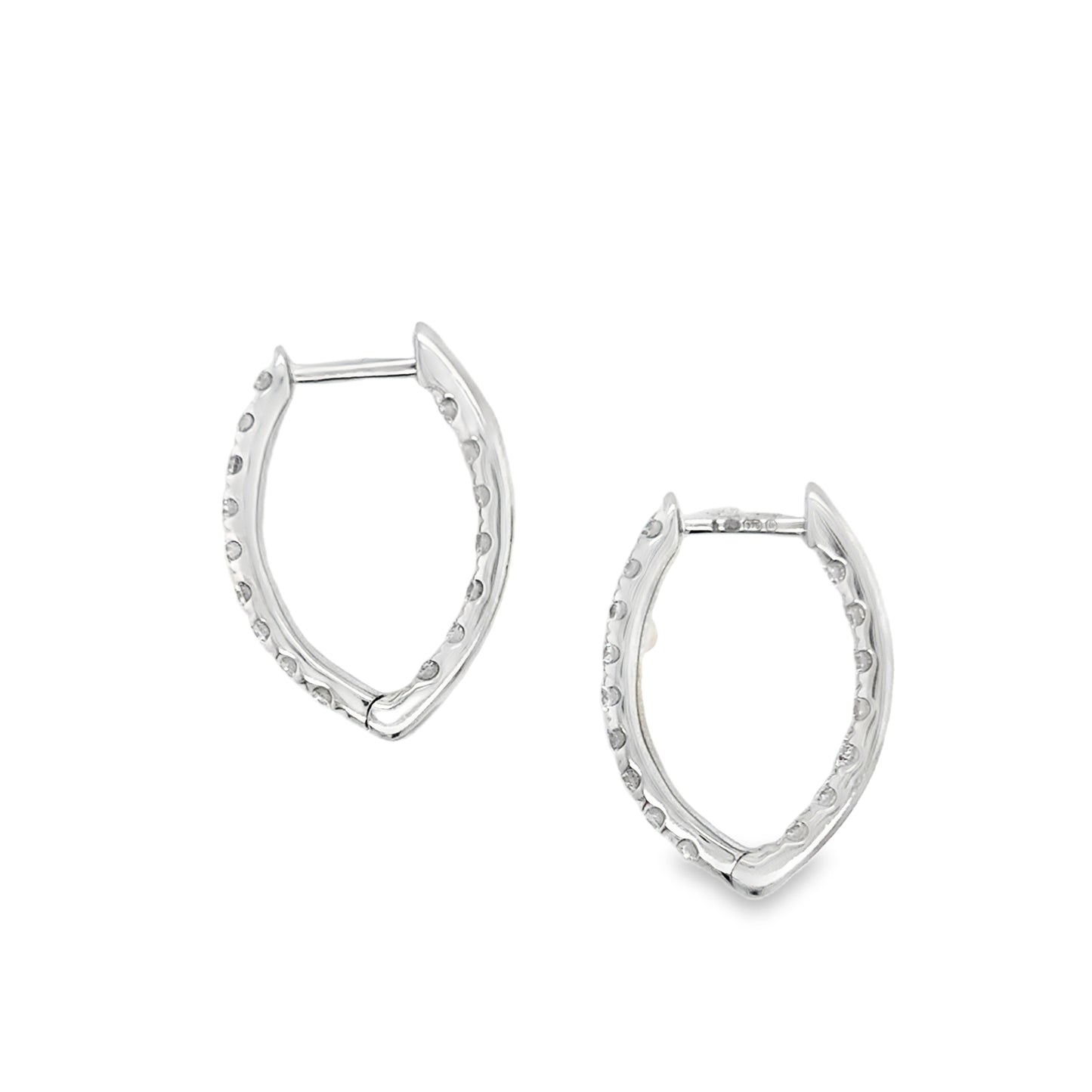9ct White Gold Claw Set Cultured Diamond Hoop Earrings .86ct
