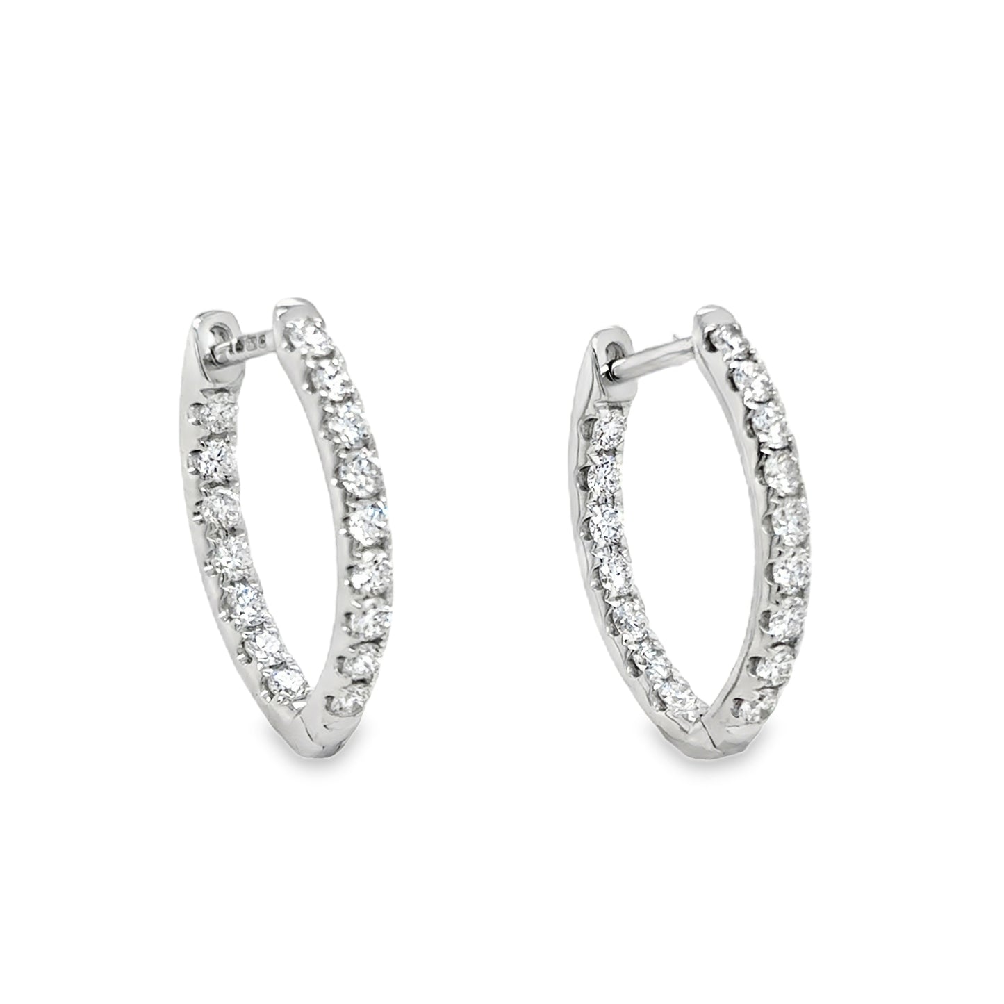 9ct White Gold Claw Set Cultured Diamond Hoop Earrings .86ct