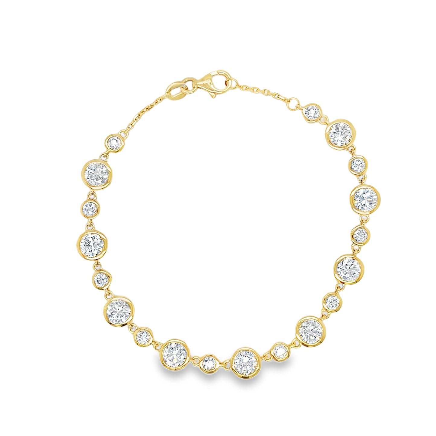 Smiling Rocks 9ct Round  Brilliant Cut Rubover Cultured Diamond Bracelet 5.76ct