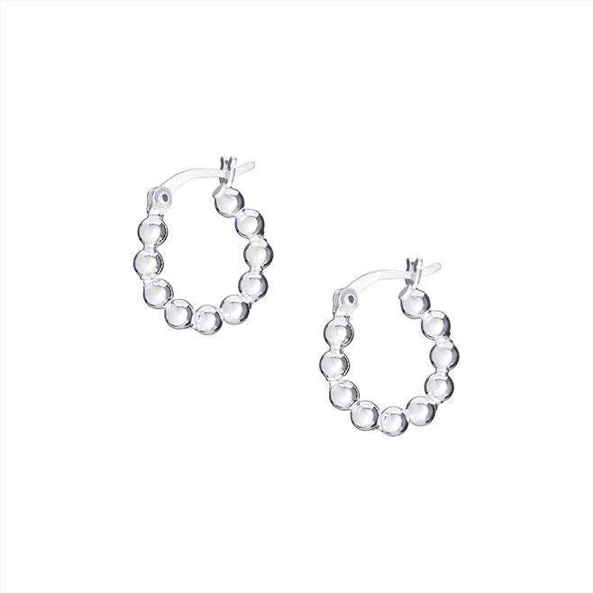 Sterling Silver Bead Hoop Earrings
