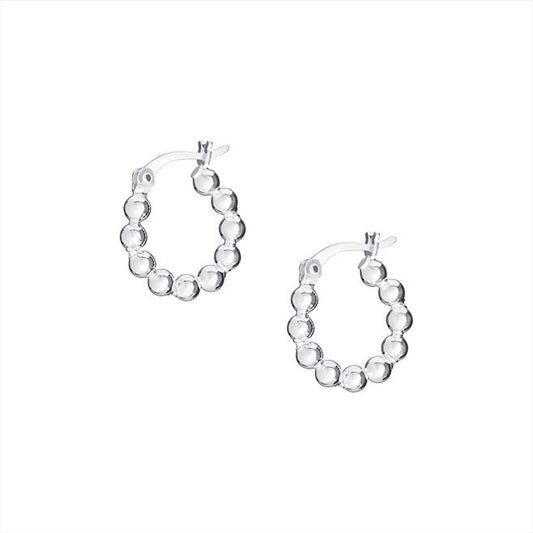 Sterling Silver Bead Hoop Earrings