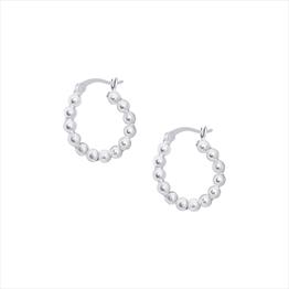 Sterling Silver Beaded Hoop Earrings 17mm