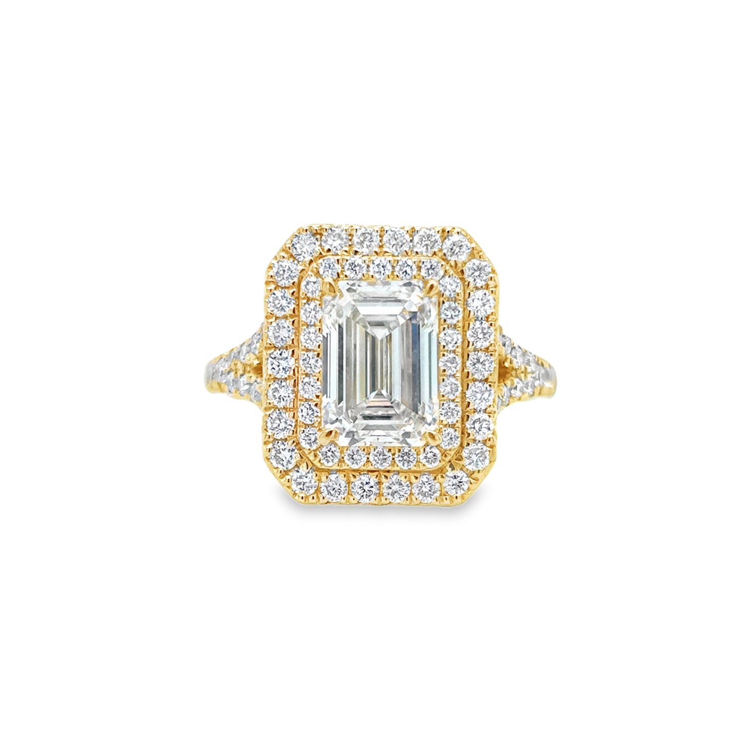 9ct Ring Em/C Dia Clus Split Sh 2.83ct