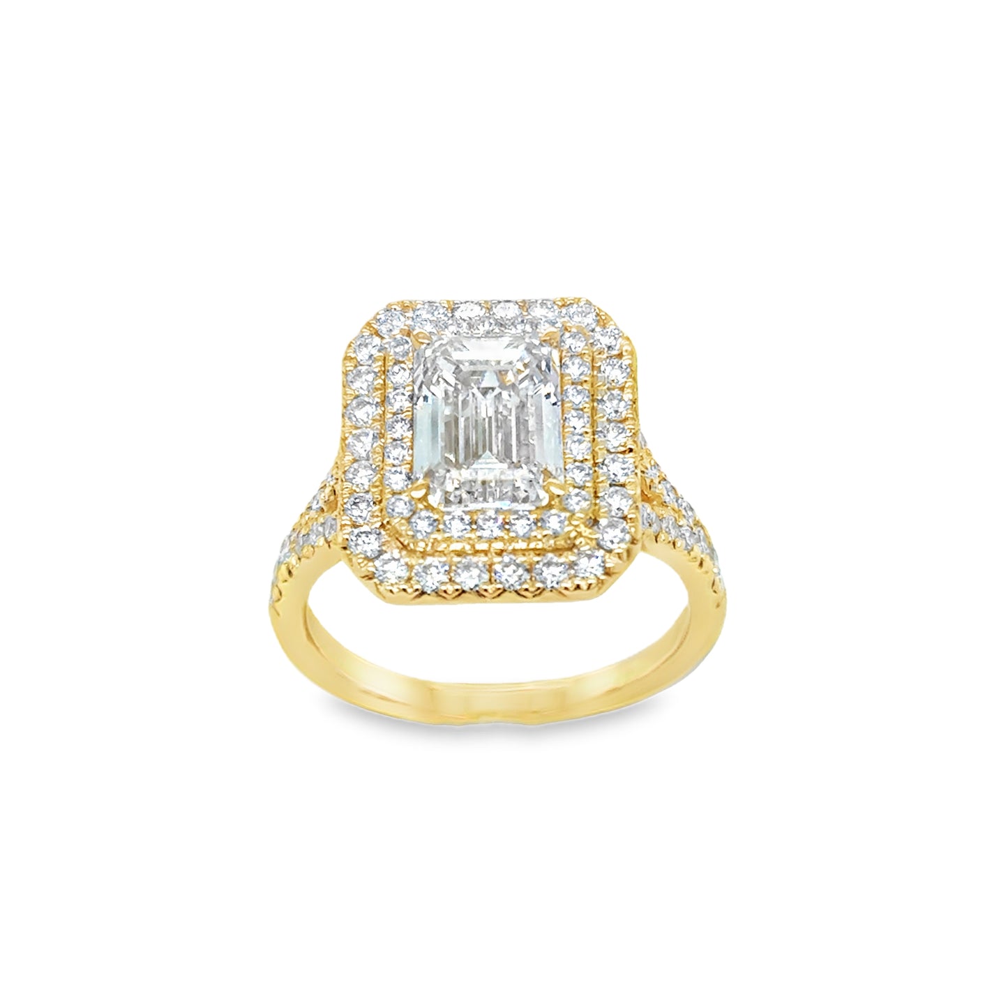 9ct Ring Em/C Dia Clus Split Sh 2.83ct