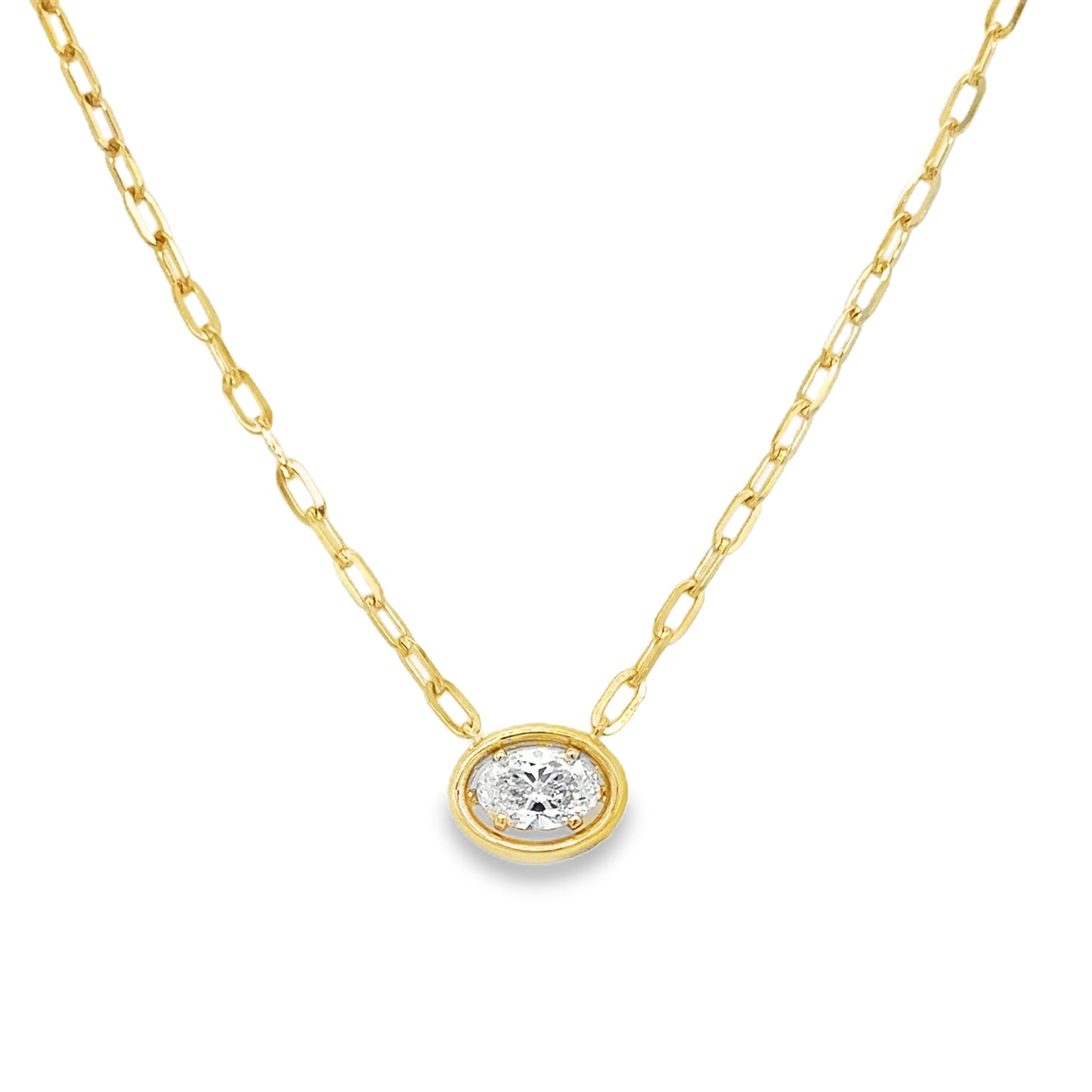 9ct Yellow Gold Open East-West Oval Cut Cultured Diamond Pendant 1.09ct