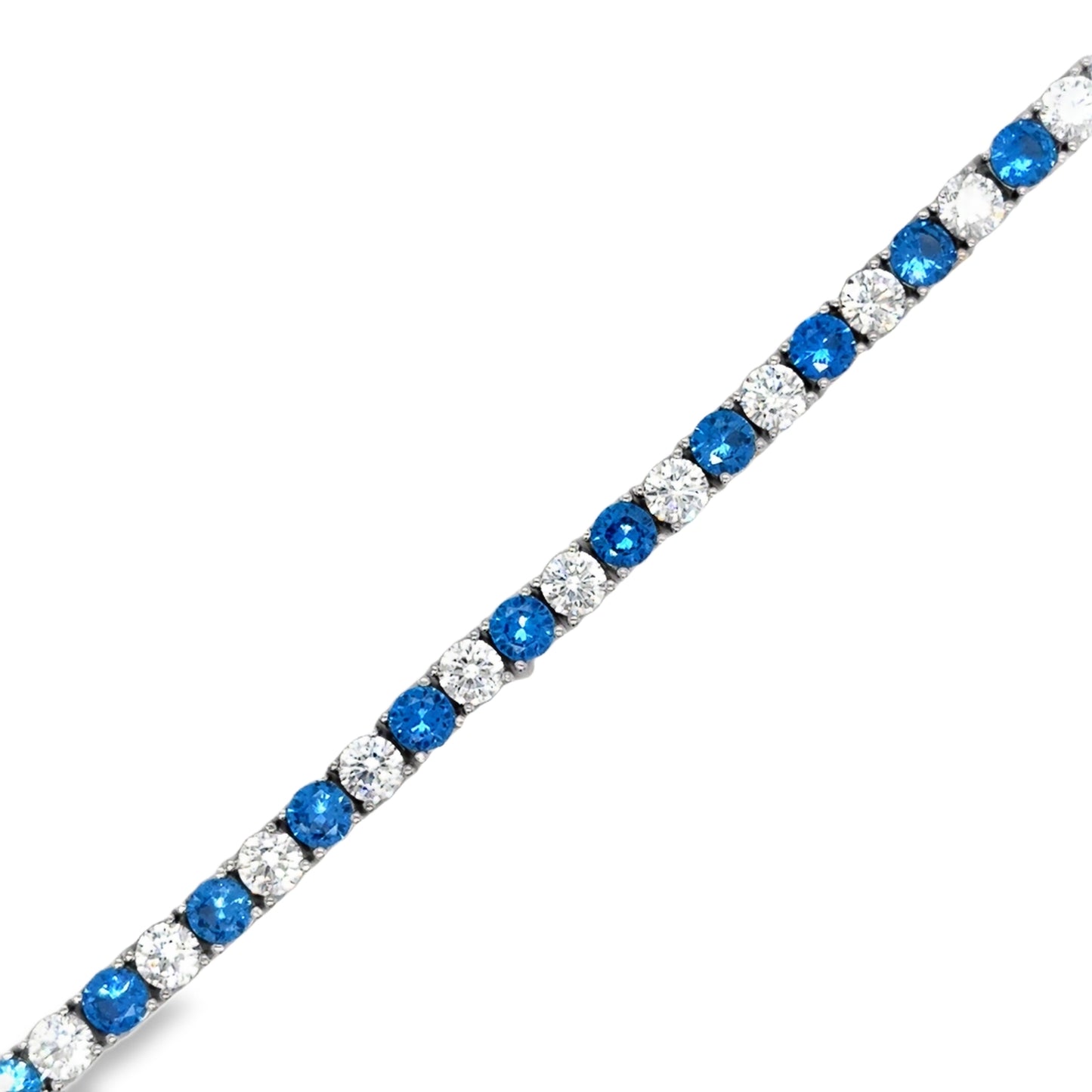 Sterling Silver 4mm CZ & Blue Tennis Bracelet