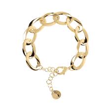 Bronzallure Gold Plated Open Oval Curve Link Polished Bracelet