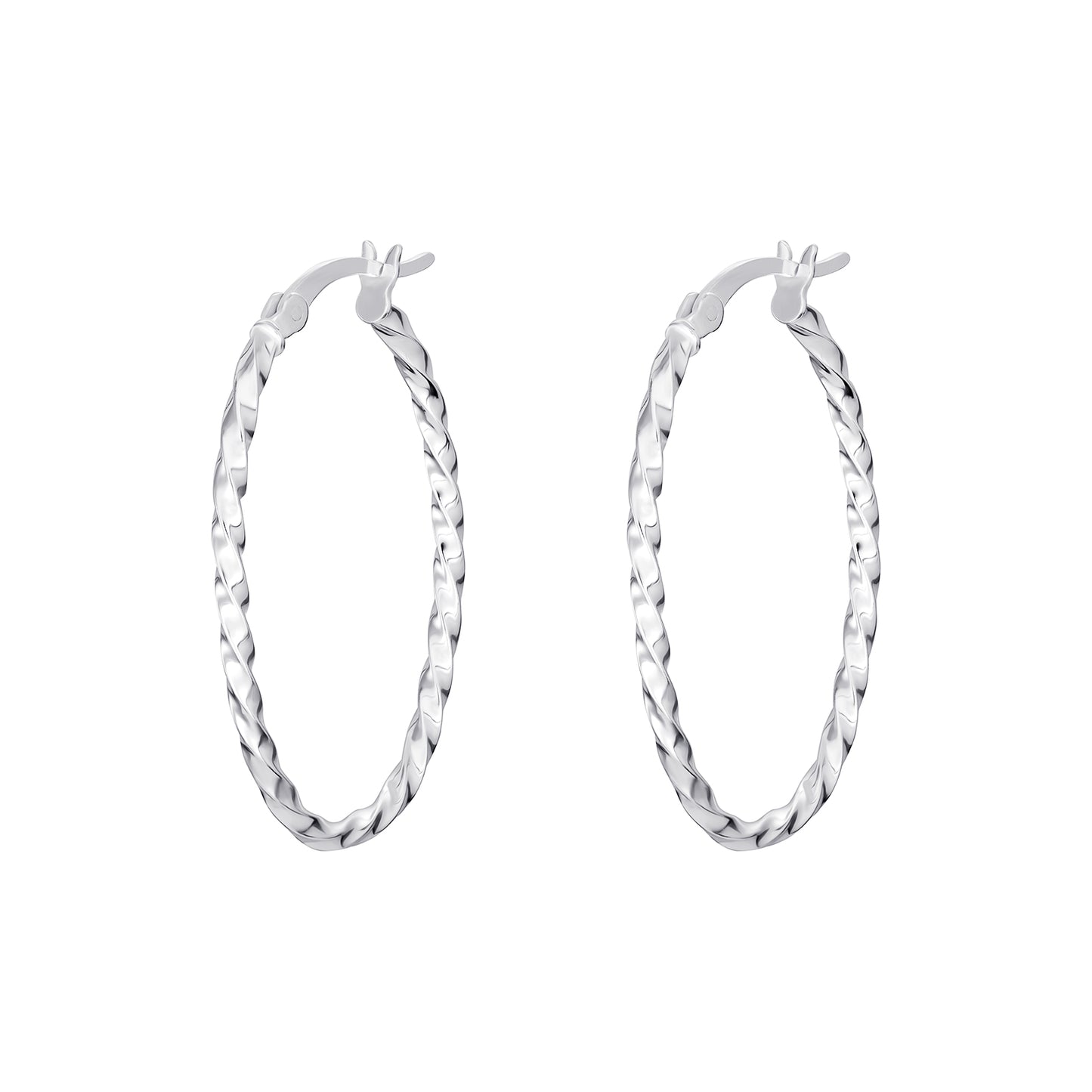 Sterling Silver 23mm Twist Hoop Earrings