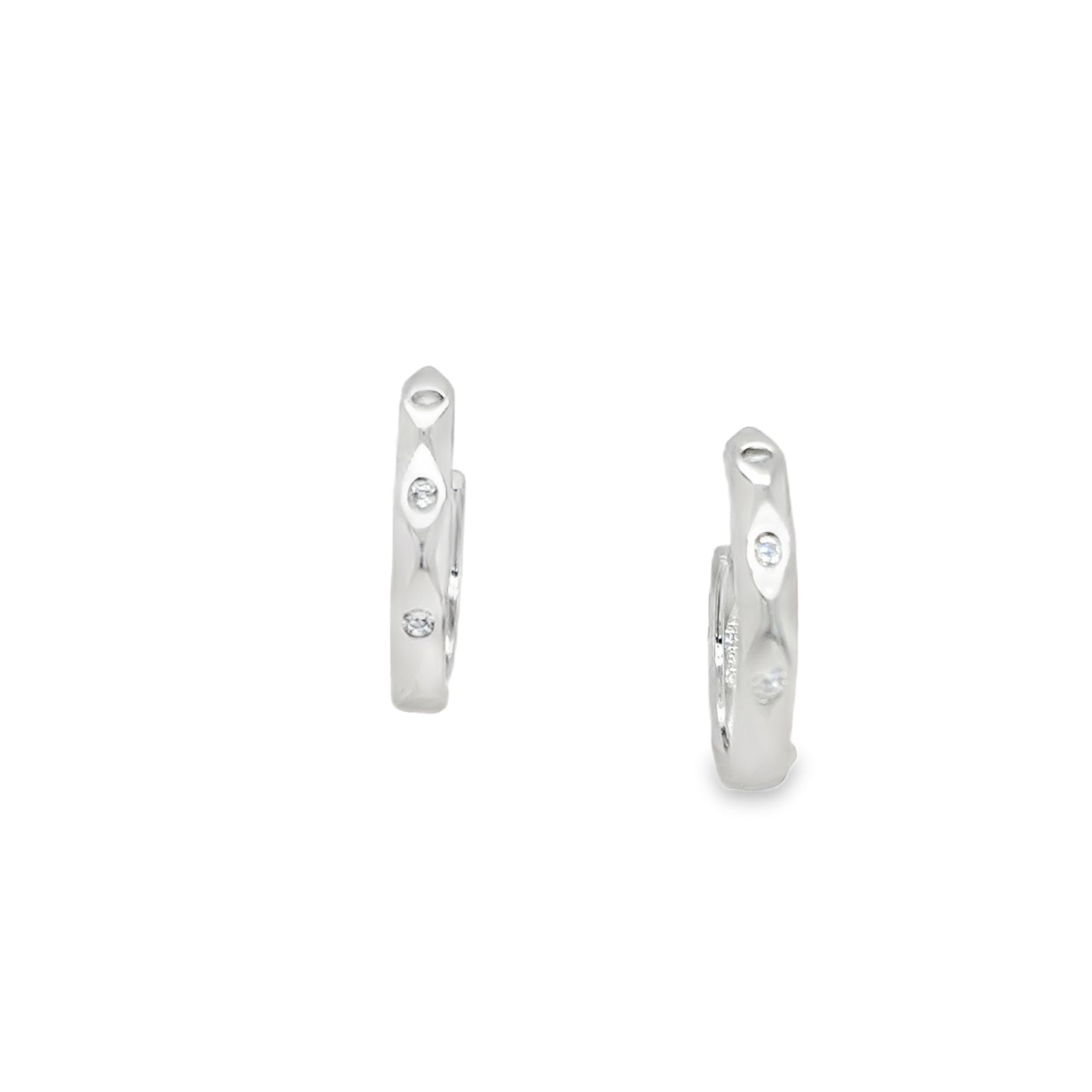 Sterling Silver 19mm CZ Diamond Cut Hoop Earrings
