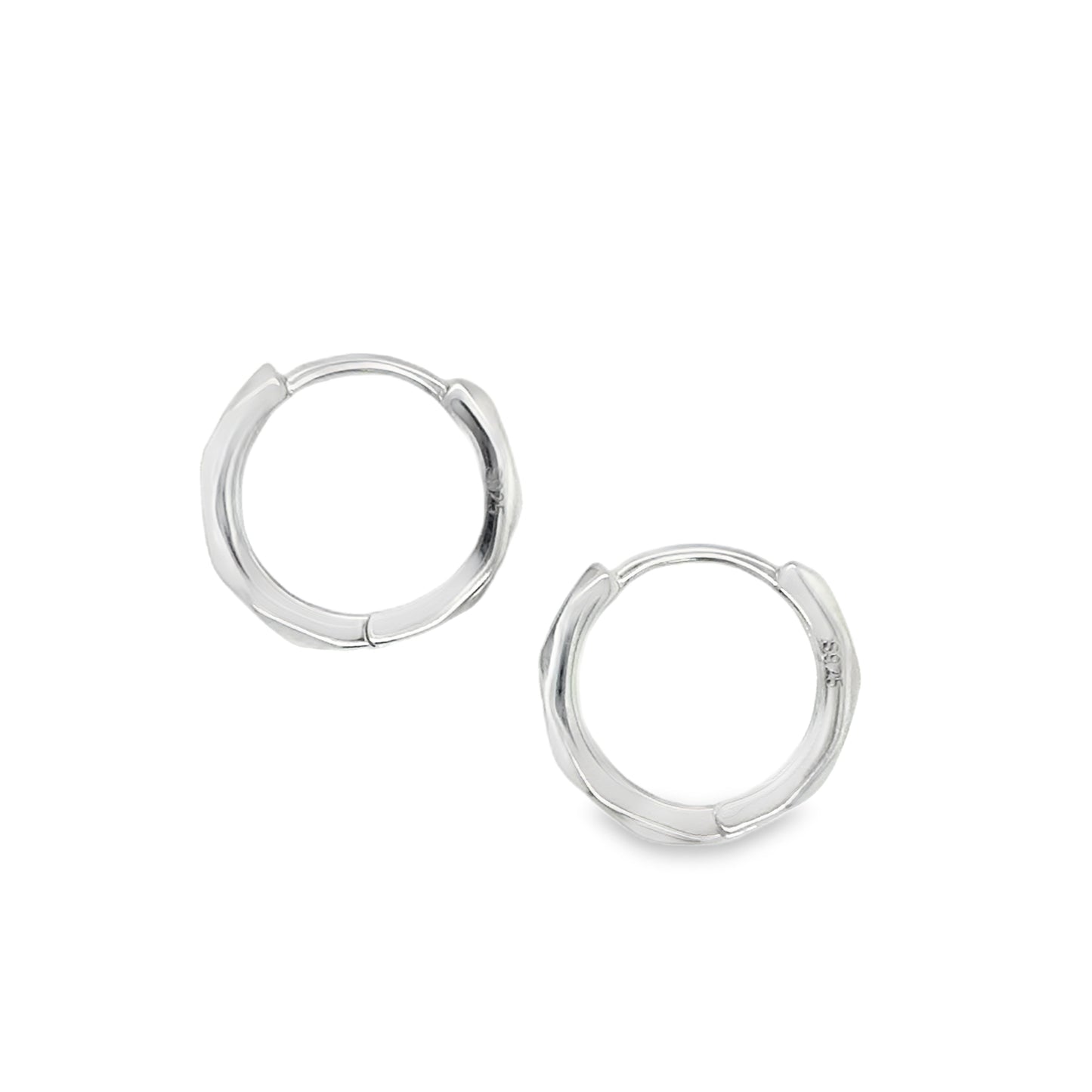 Sterling Silver 19mm CZ Diamond Cut Hoop Earrings