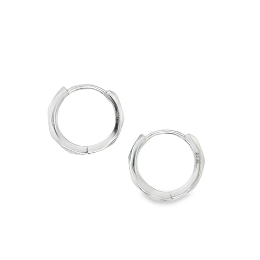 Sterling Silver 19mm CZ Diamond Cut Hoop Earrings