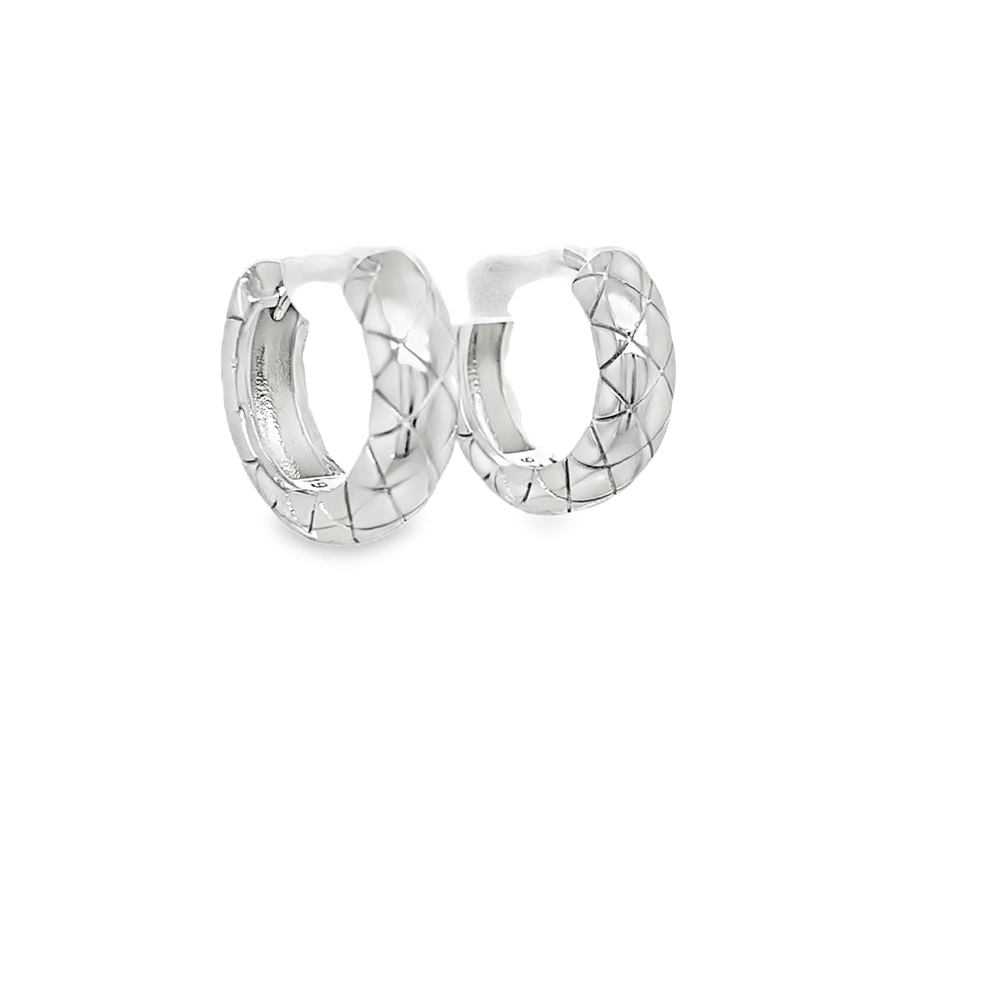Sterling Silver 28mm CZ Diamond Cut Hoop Earrings