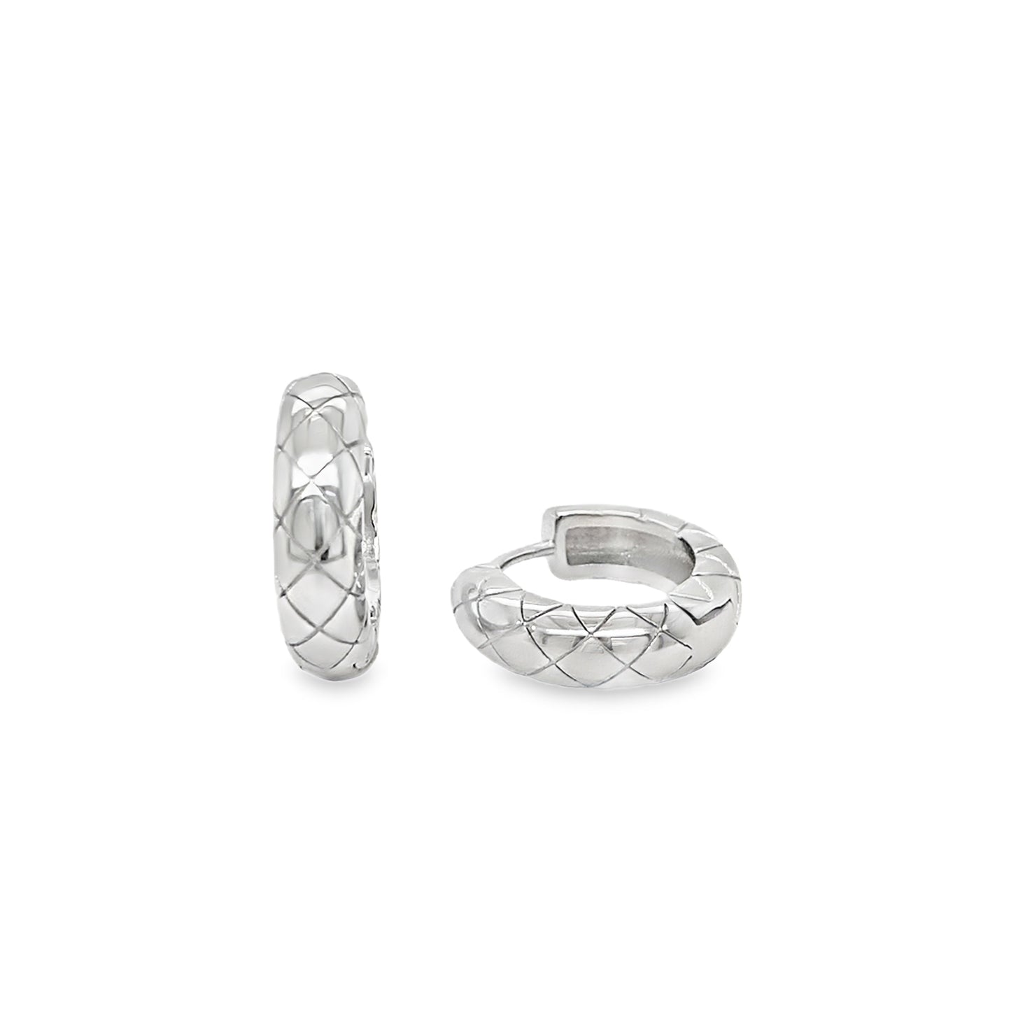 Sterling Silver 28mm CZ Diamond Cut Hoop Earrings