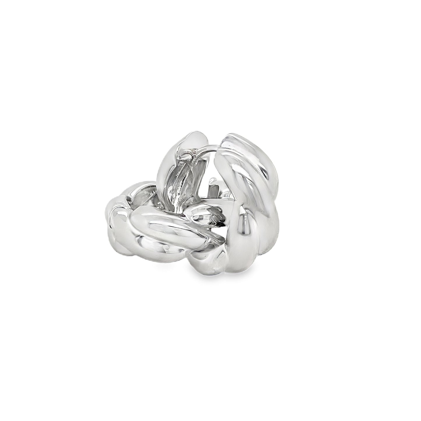Sterling Silver 23mm Plaited Huggie Earrings