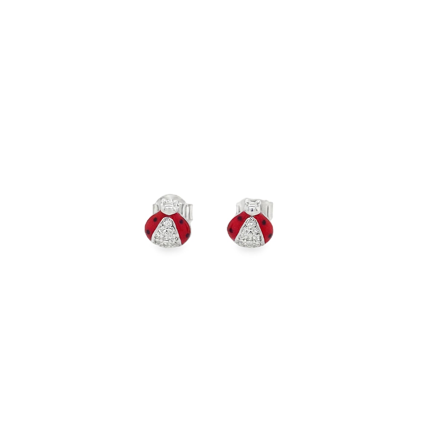 Sterling Silver Red Enamel Ladybird Earrings