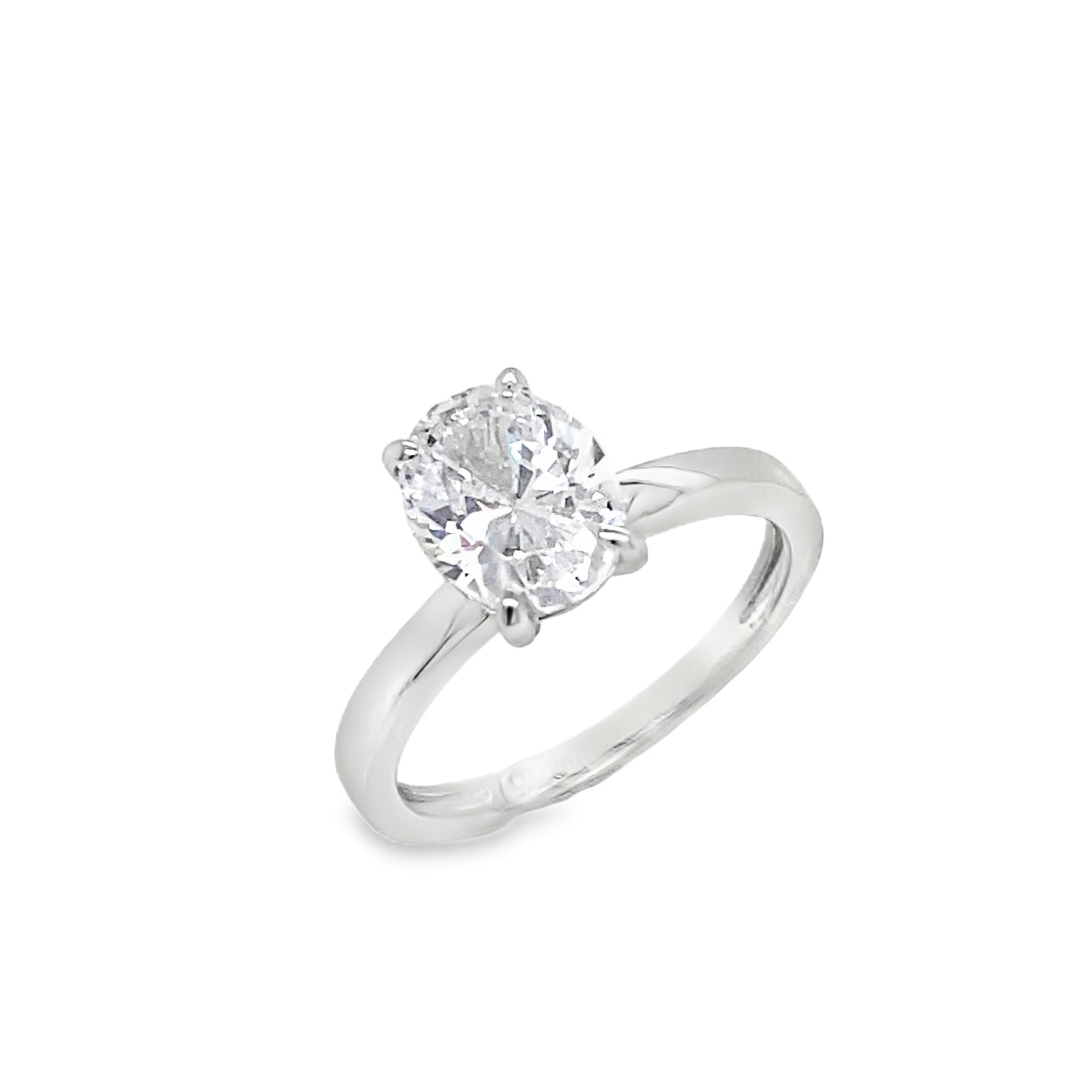 Sterling Silver Oval Solitaire CZ Ring