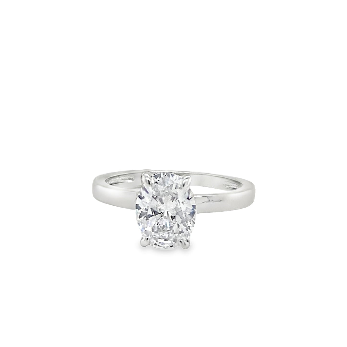 Sterling Silver Oval Solitaire CZ Ring