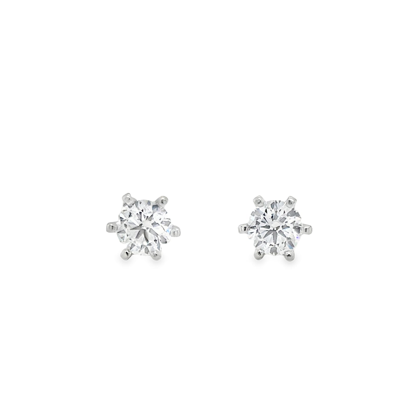Sterling Silver 5mm CZ Round 6 Claw Stud Earrings