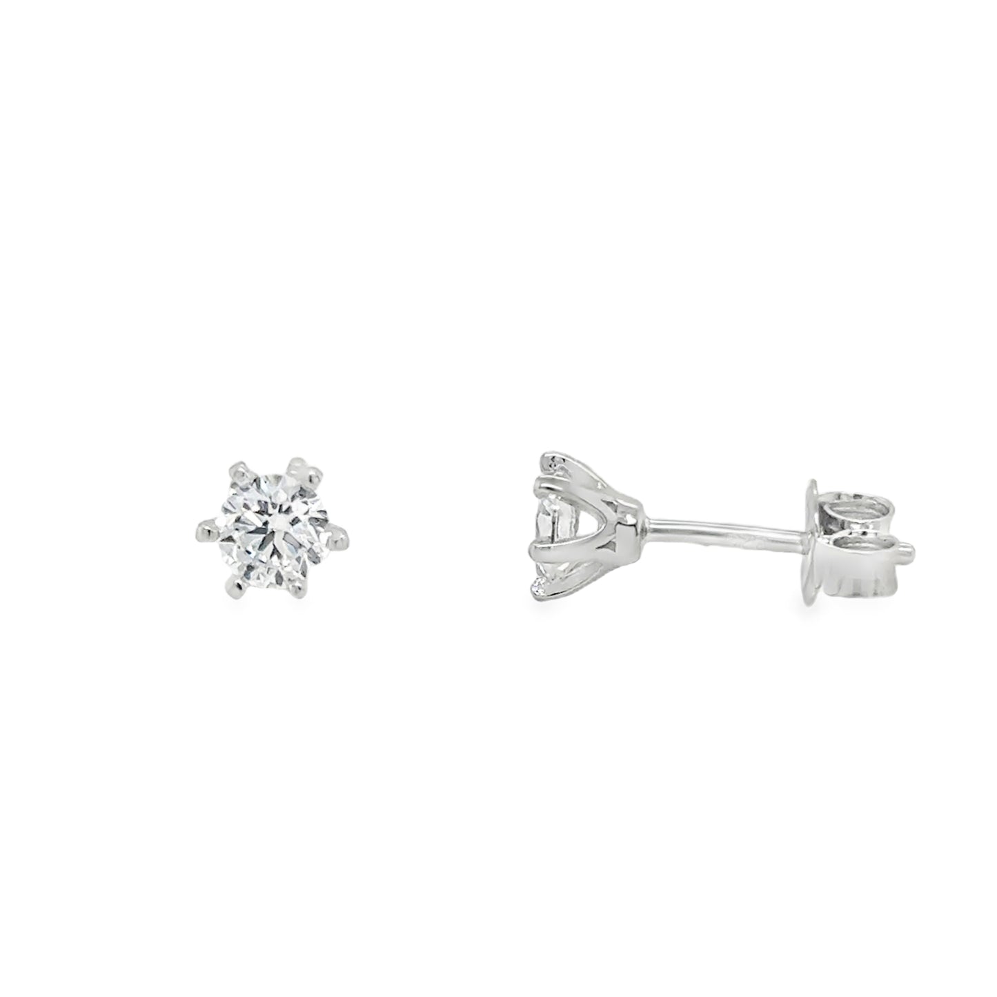 Sterling Silver 5mm CZ Round 6 Claw Stud Earrings