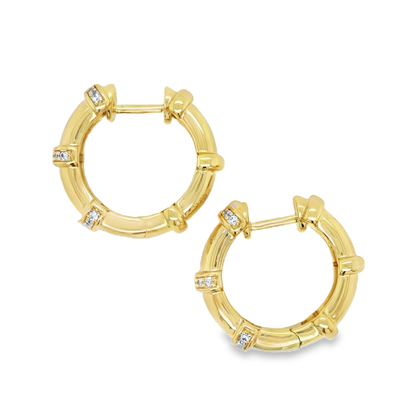Sterling Silver Gold Plated CZ Lined Hoop Earrings