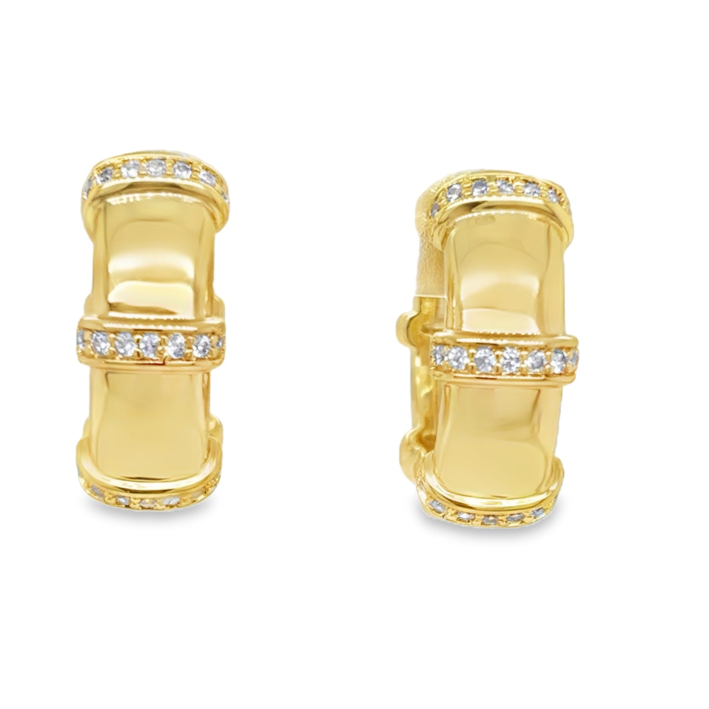 Sterling Silver Gold Plated CZ Lined Hoop Earrings