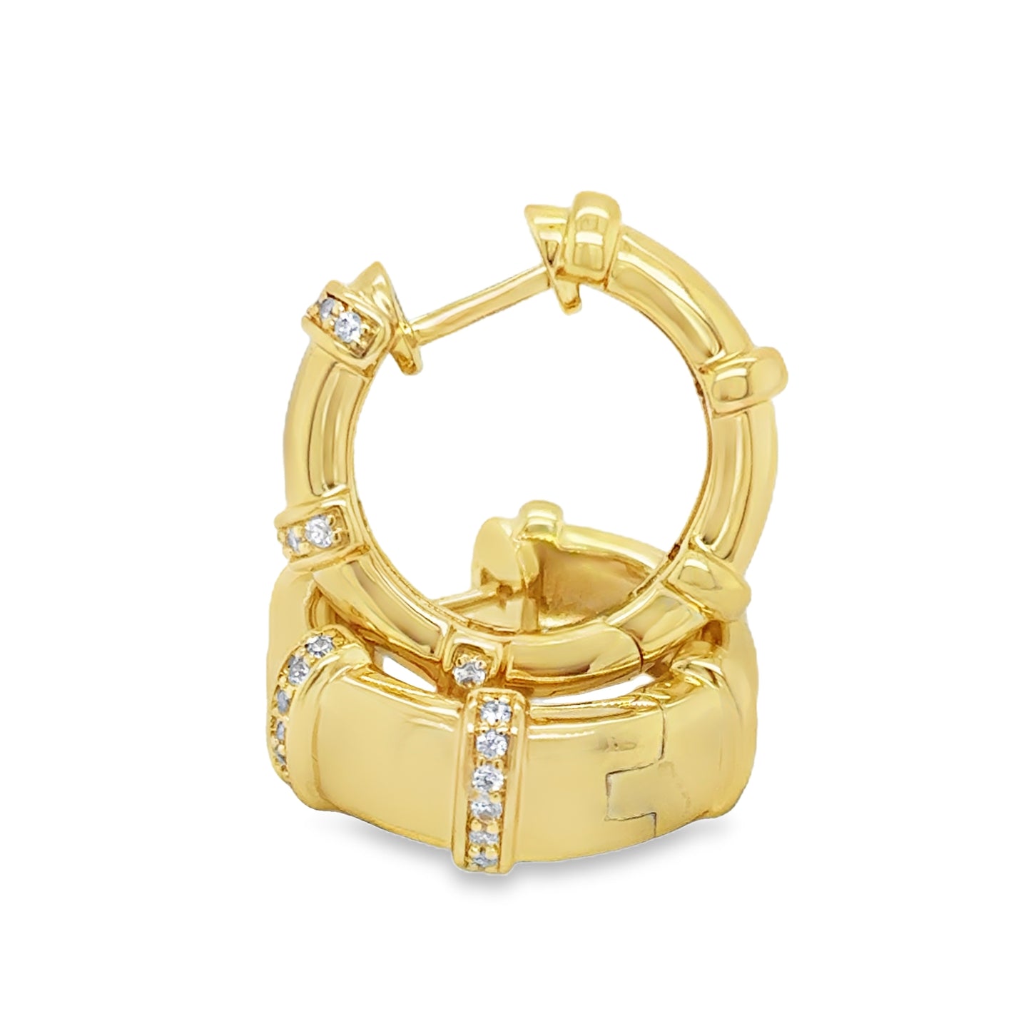 Sterling Silver Gold Plated CZ Lined Hoop Earrings