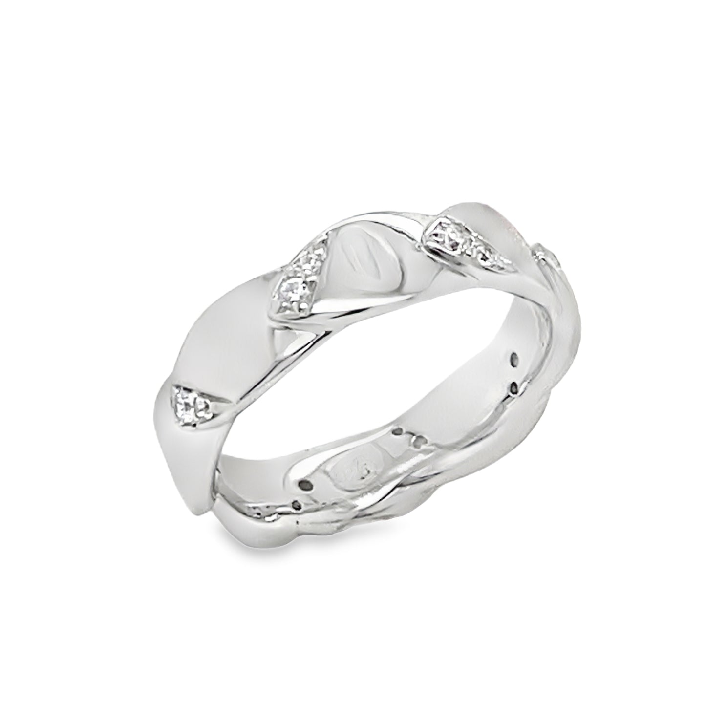 Sterling Silver CZ Leaf Ring