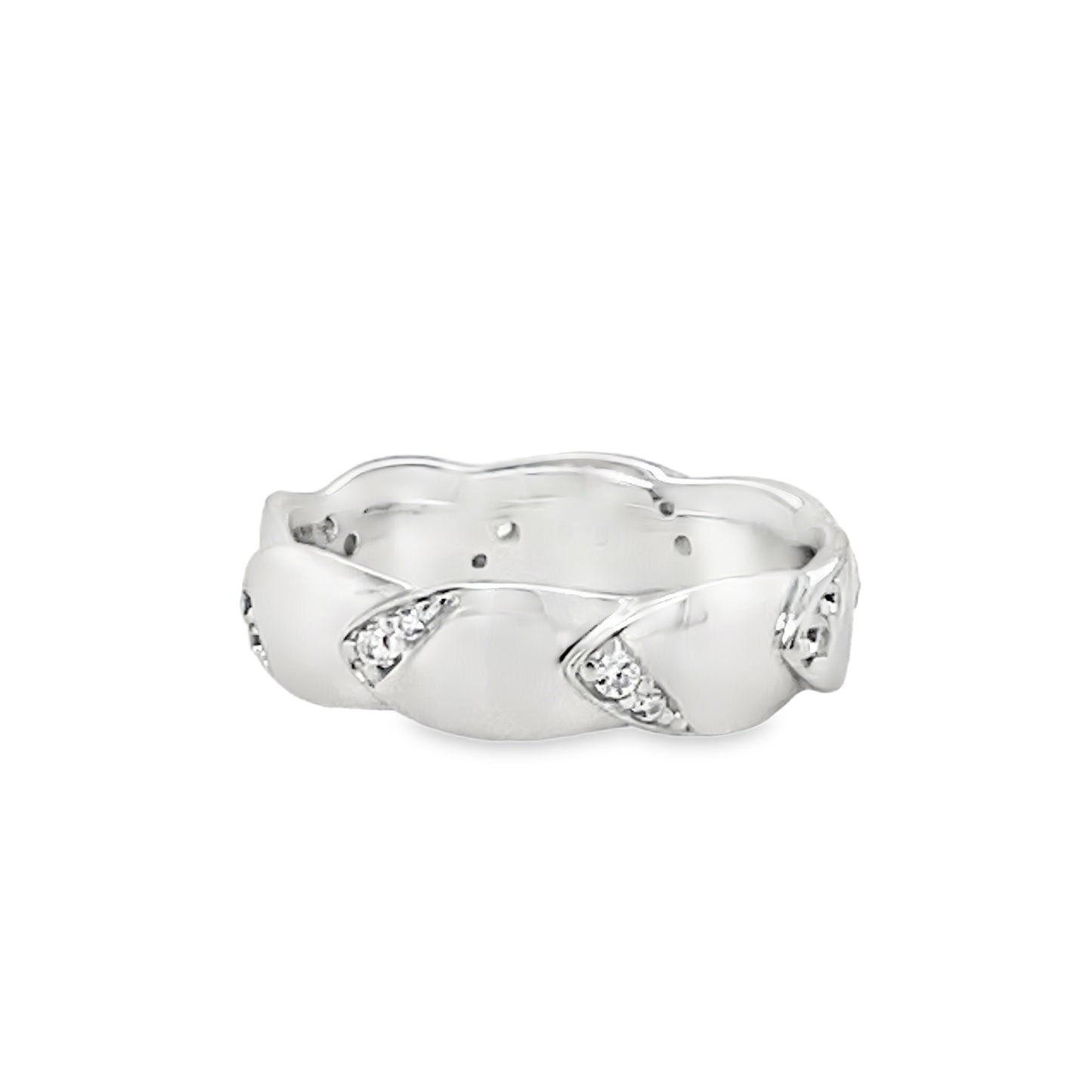 Sterling Silver CZ Leaf Ring