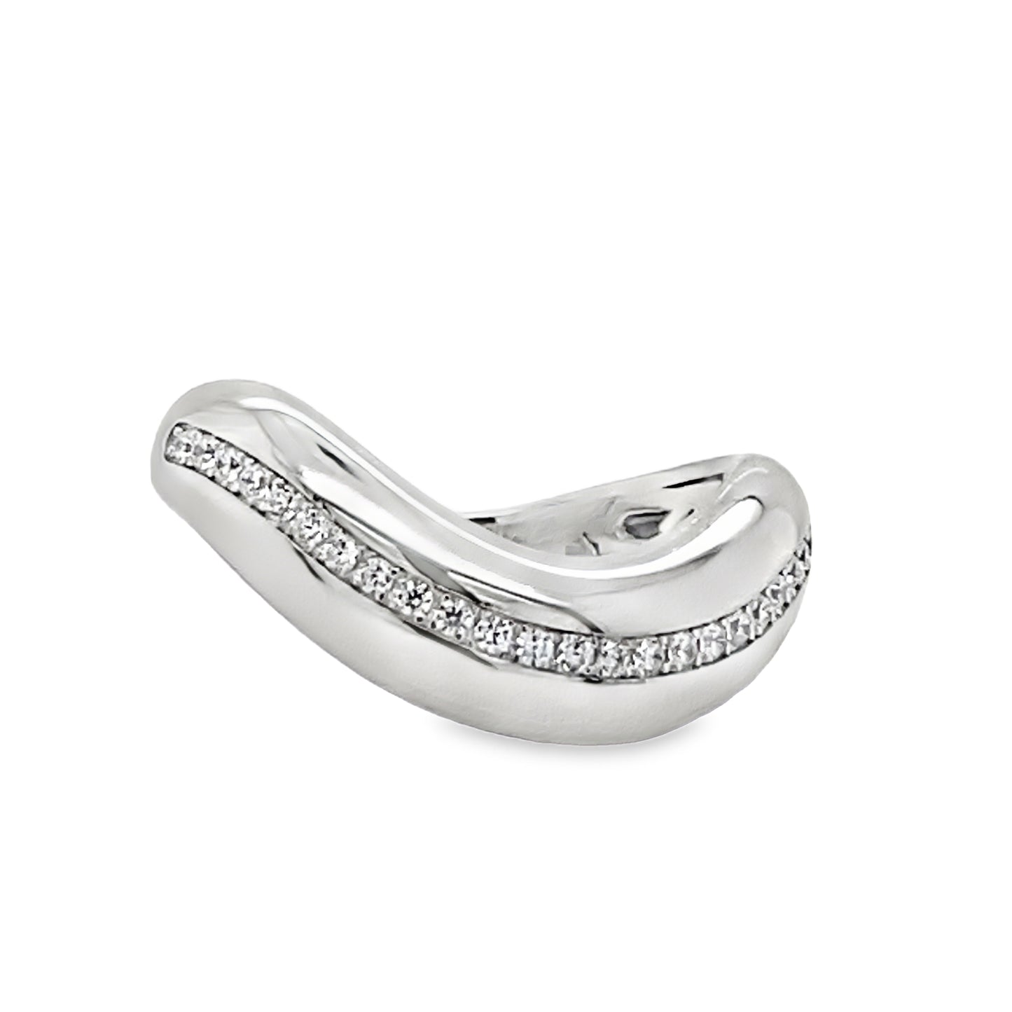 Sterling Silver Thick Wave Ring with CZ Line