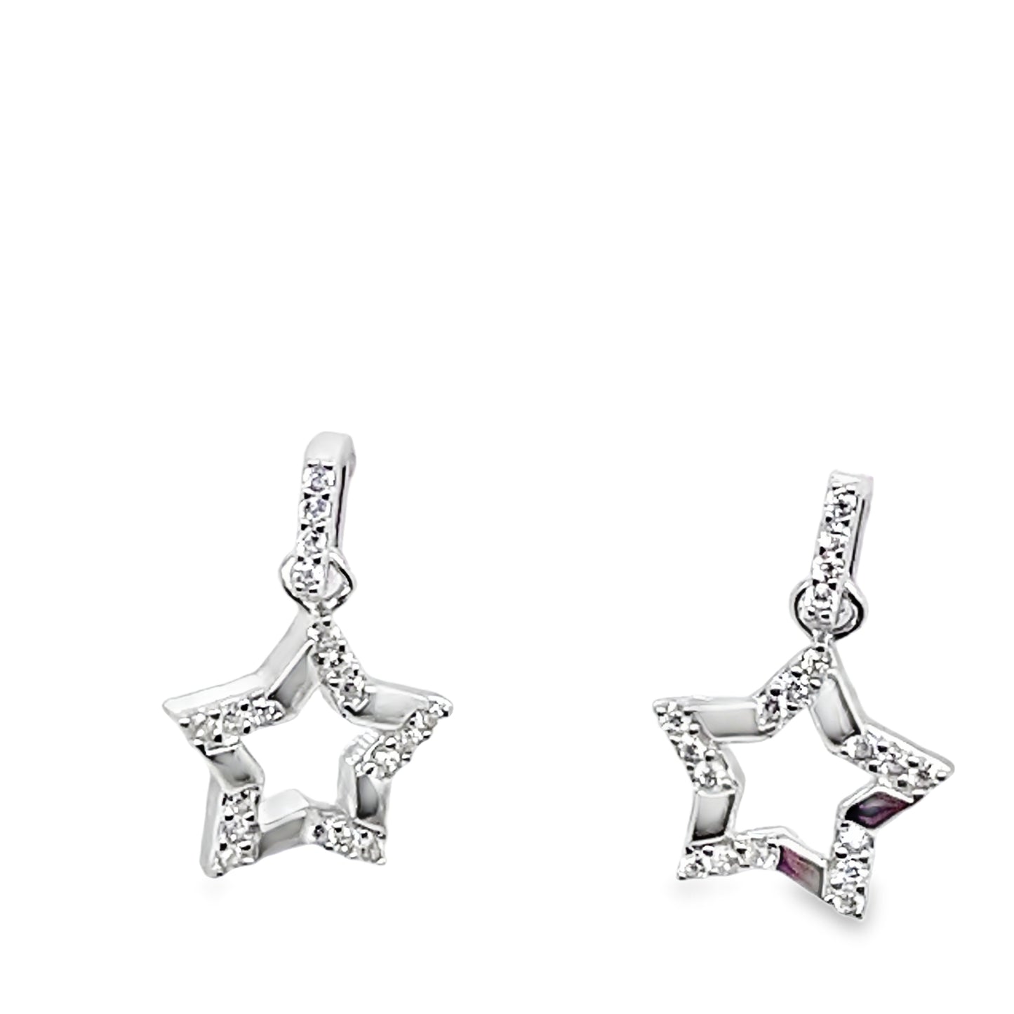 Sterling Silver CZ Star Drop Earrings