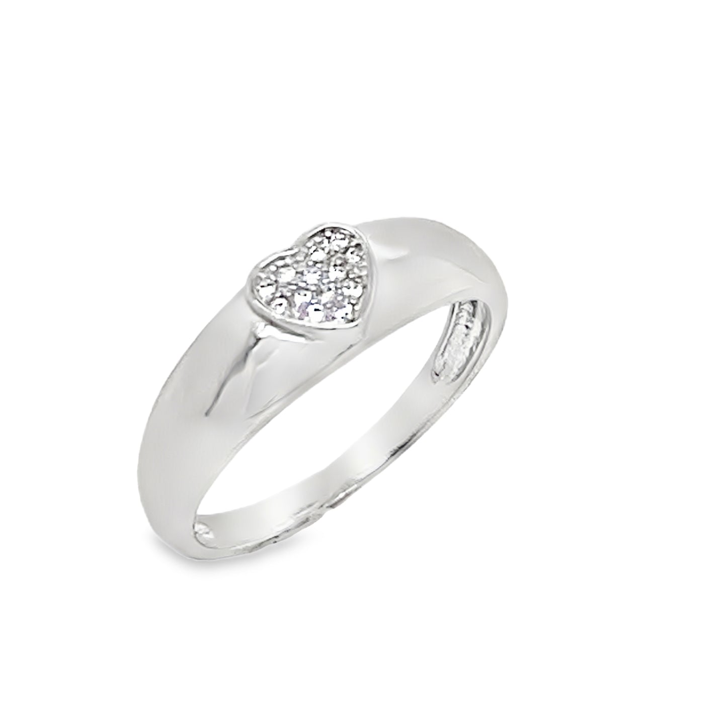 Sterling Silver Pave CZ Heart Ring