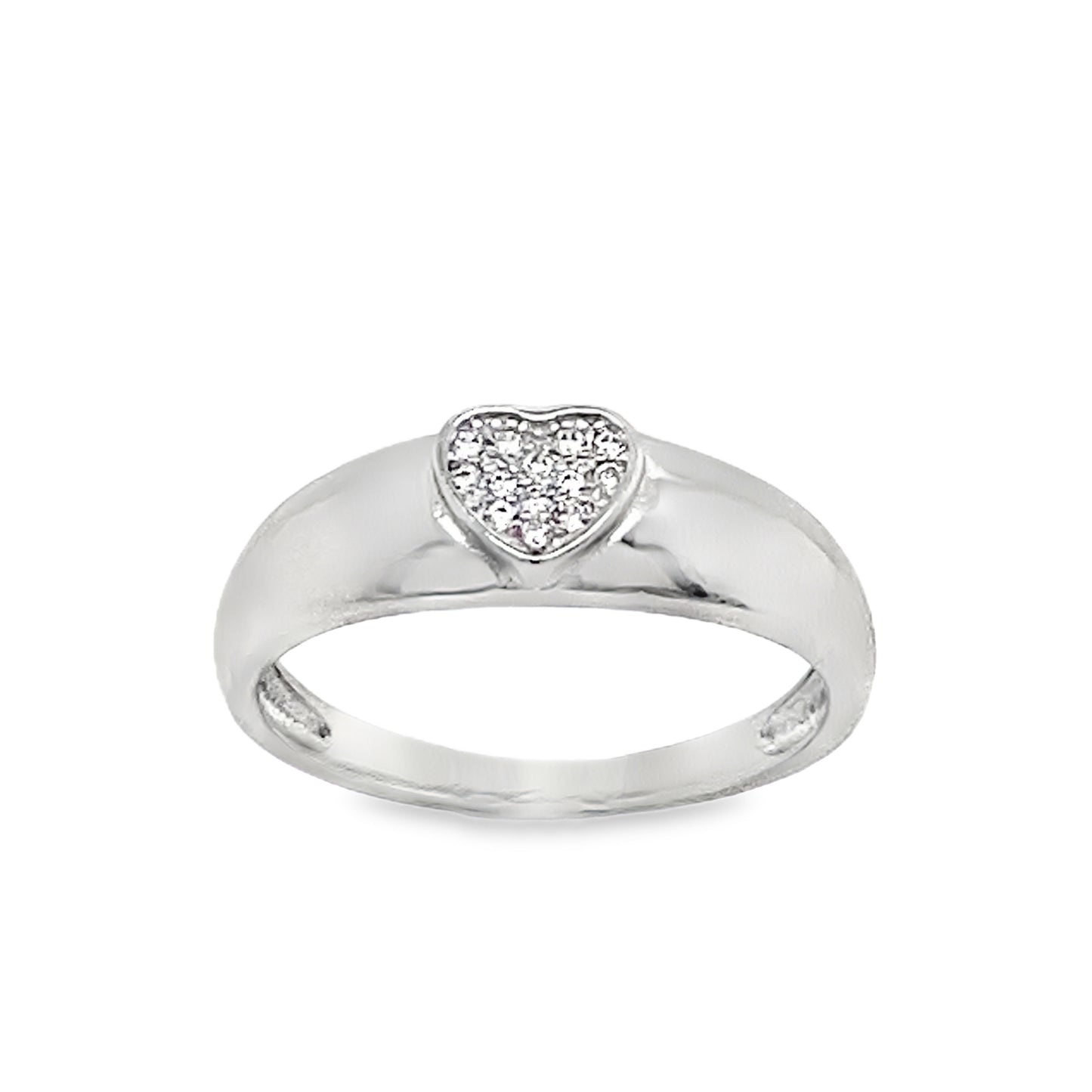 Sterling Silver Pave CZ Heart Ring