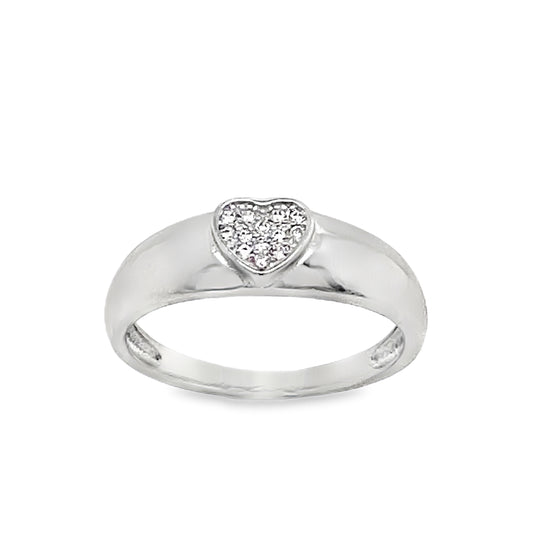 Sterling Silver Pave CZ Heart Ring