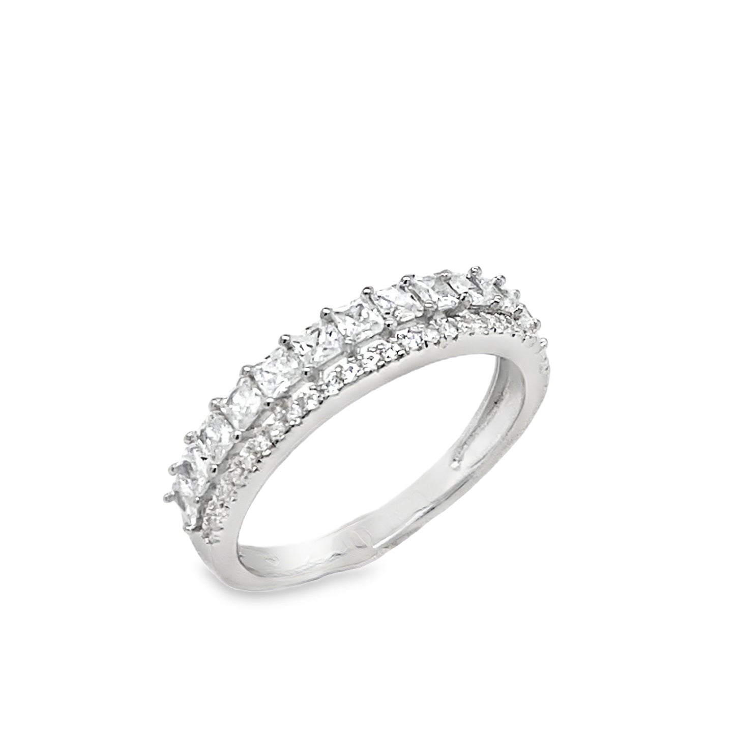 Sterling Silver Round and Princess cut CZ Eternity Ring