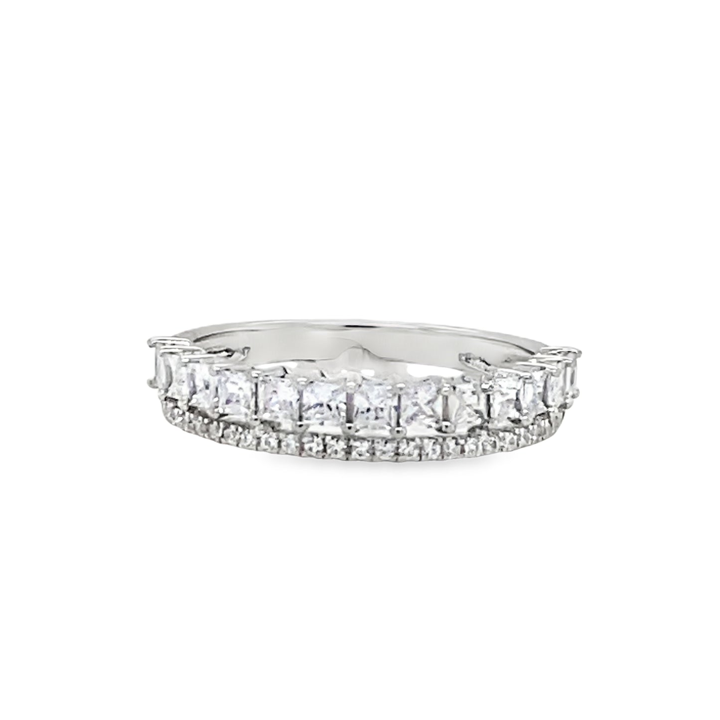 Sterling Silver Round and Princess cut CZ Eternity Ring