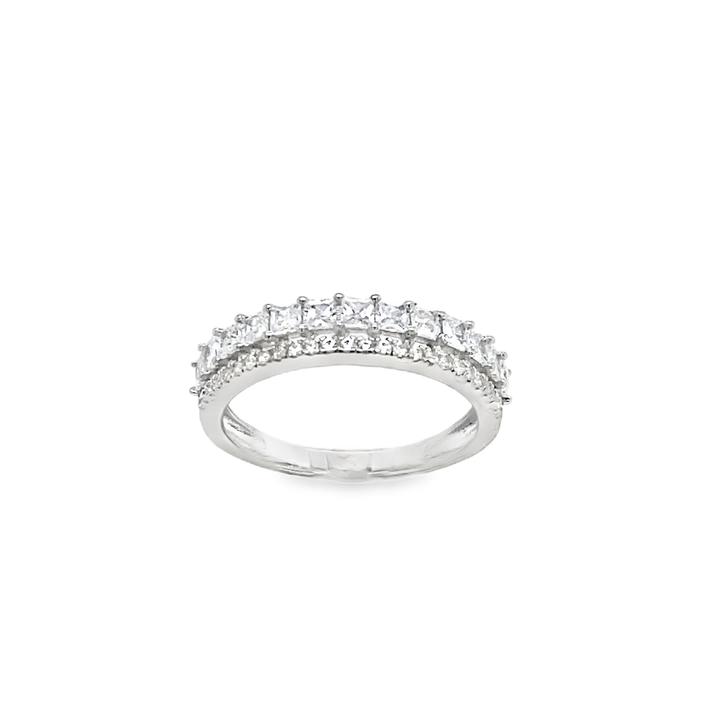 Sterling Silver Round and Princess cut CZ Eternity Ring
