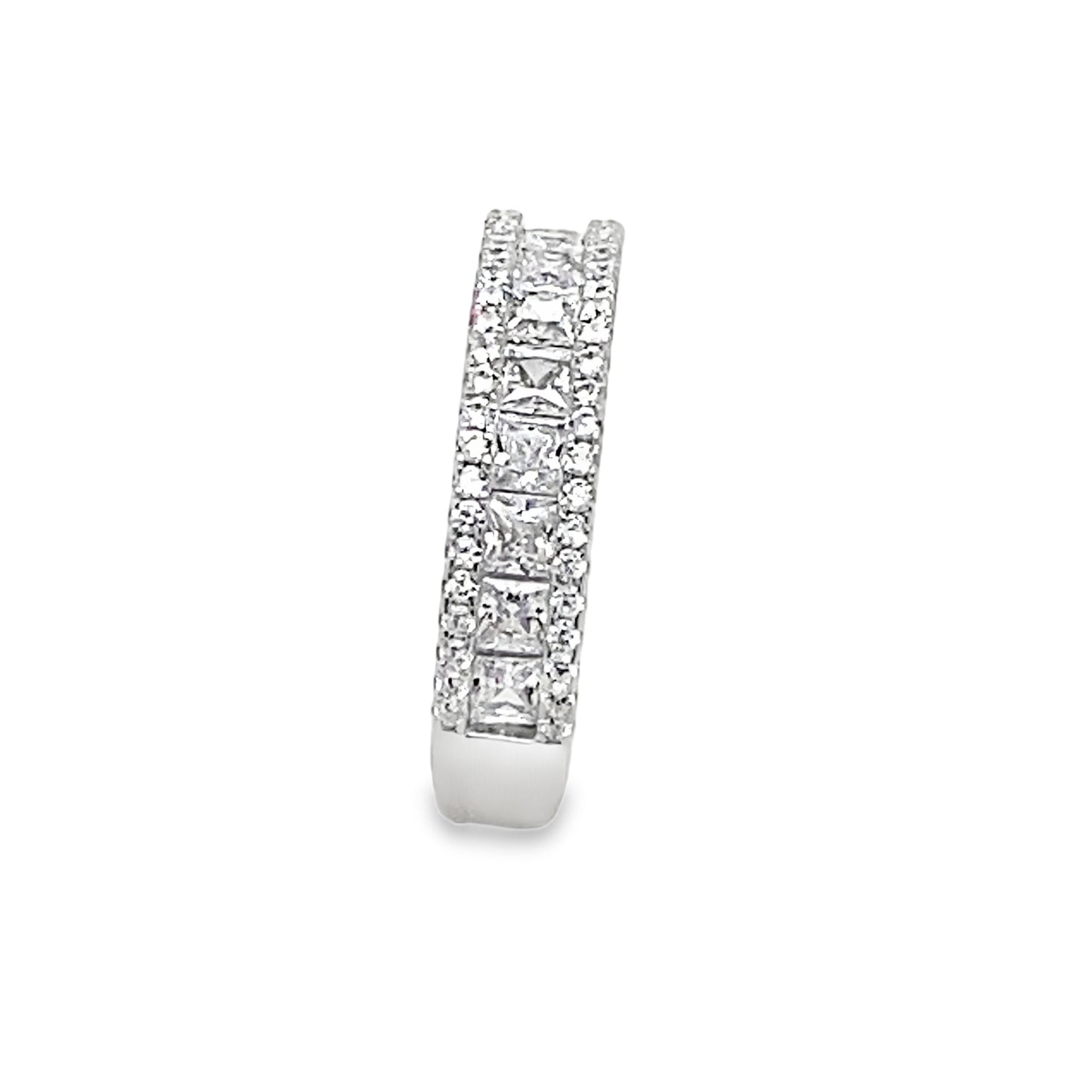 Sterling Silver Round and Princess Cut Double Row Eternity Ring
