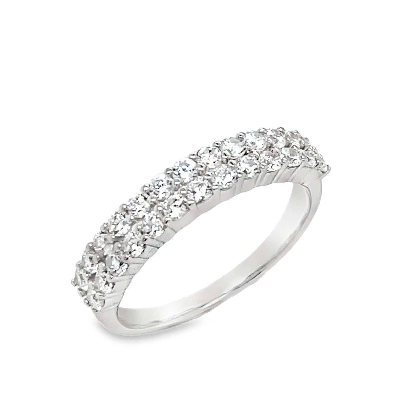 Sterling Silver Two Row CZ Eternity Ring