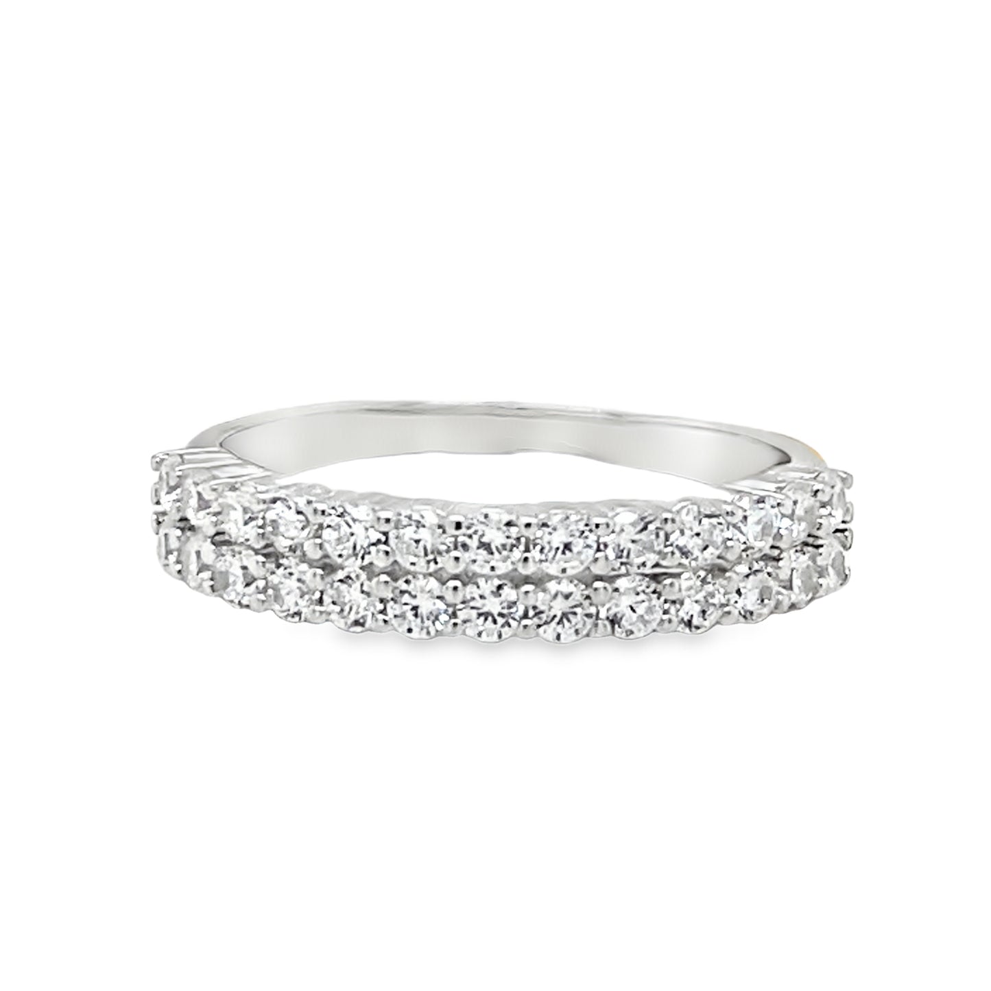 Sterling Silver Two Row CZ Eternity Ring