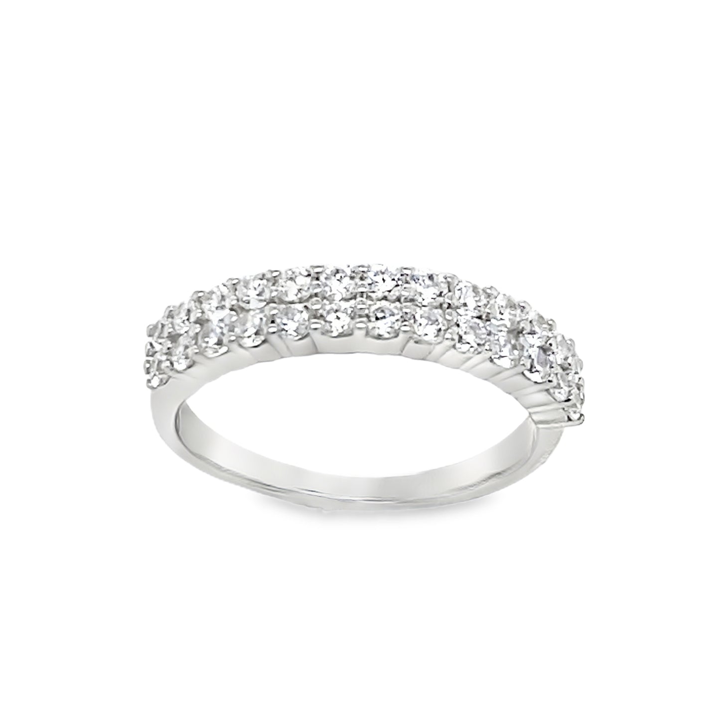 Sterling Silver Two Row CZ Eternity Ring
